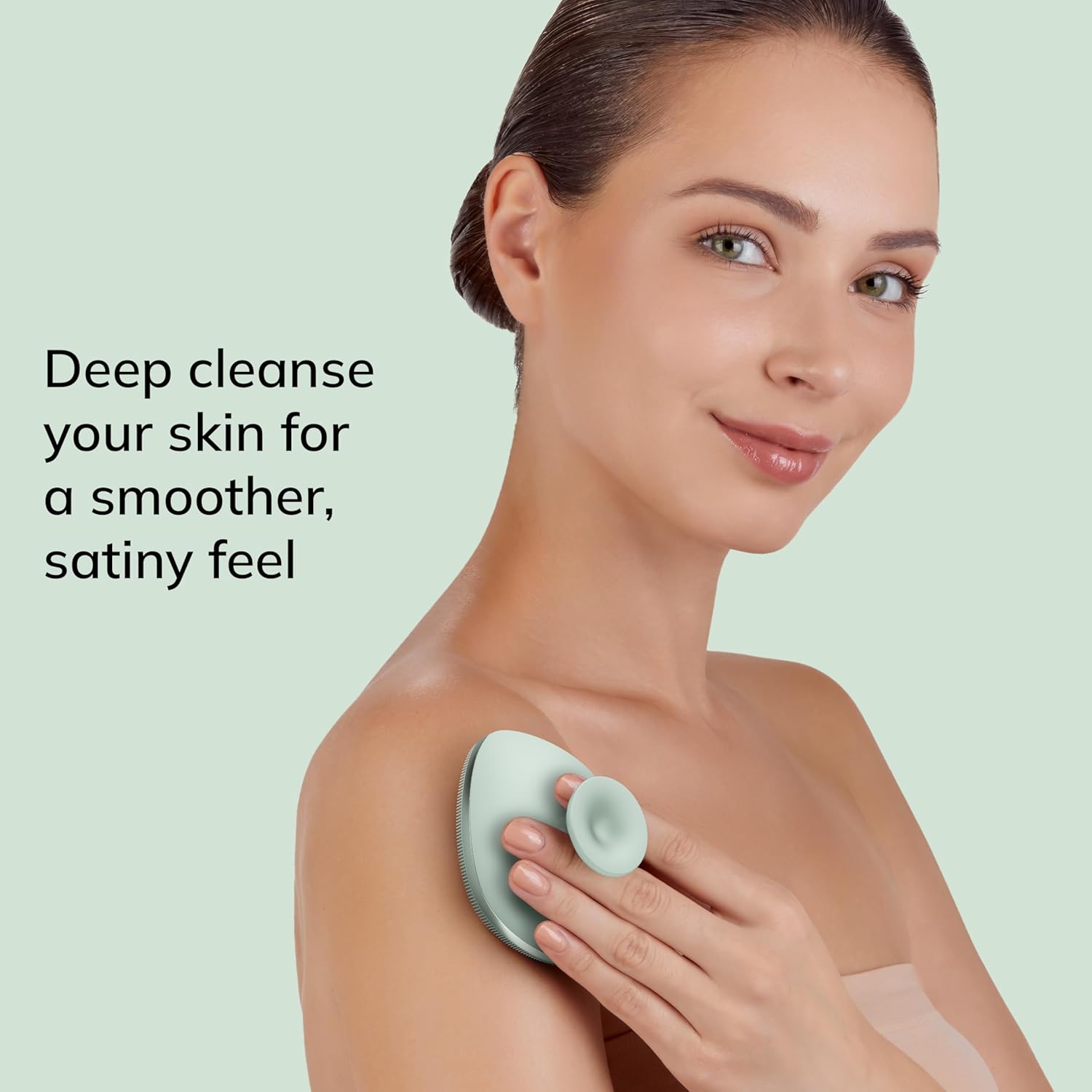 GESKE Body Brush | 4 in 1 | Design with Metal Ring | Cleansing Brush for The Entire Body | Professional Deep Cleaning | Soft Silicone Bristles | Ergonomic Two-Finger Design