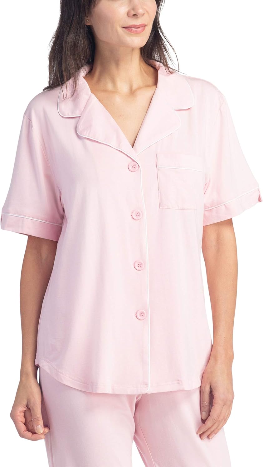 Fishers Finery Button Down Pajamas for Women Capri Pajama Sleepwear Set with Gift Box - Image 3