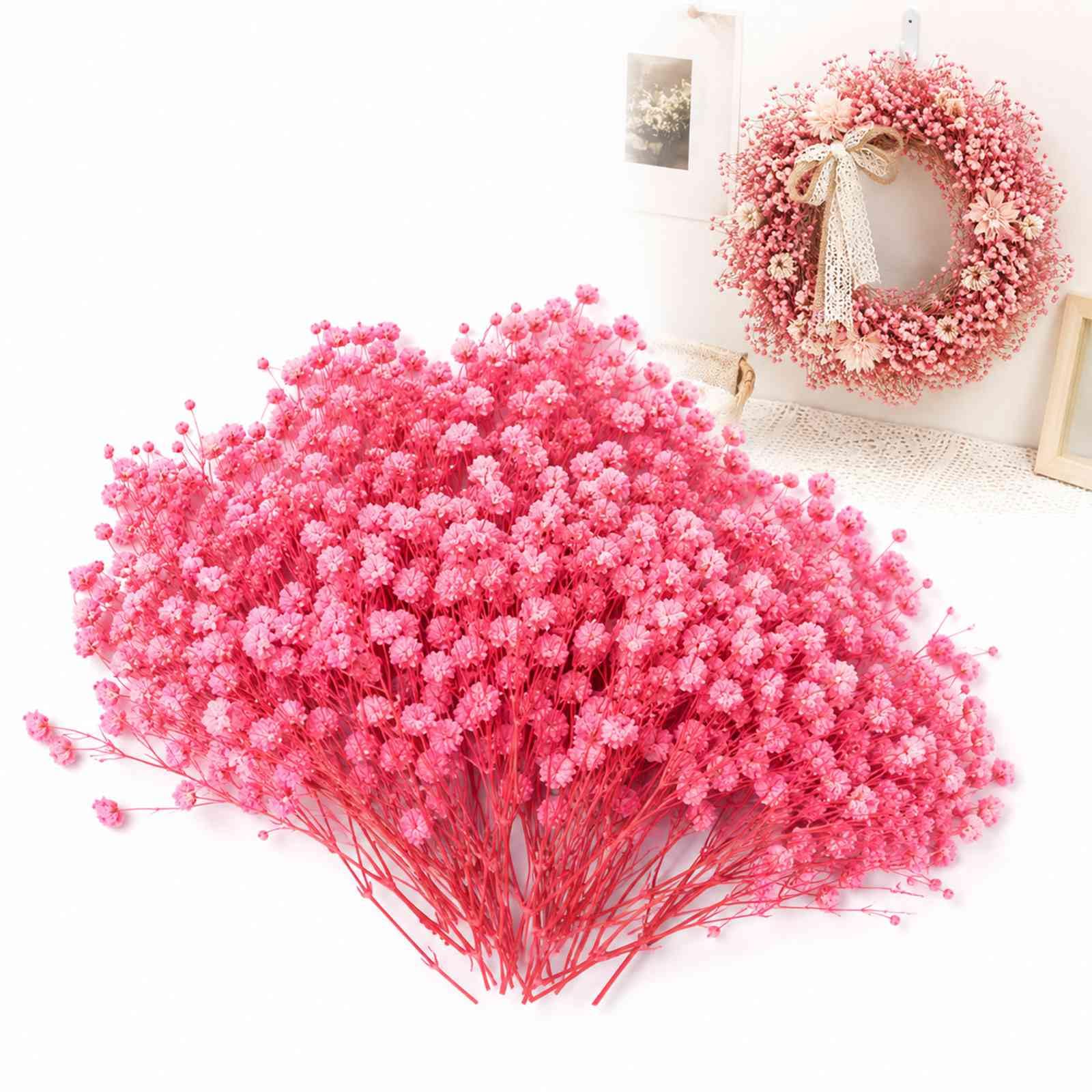WHJYCC 100PCS Natural Dried Gypsophila Mini Flowers for Resin Art, DIY and Crafts - Boxed Set with Protective Case, for Wedding, Scrapbooking, Table Centerpieces and Home Decor (Pink)