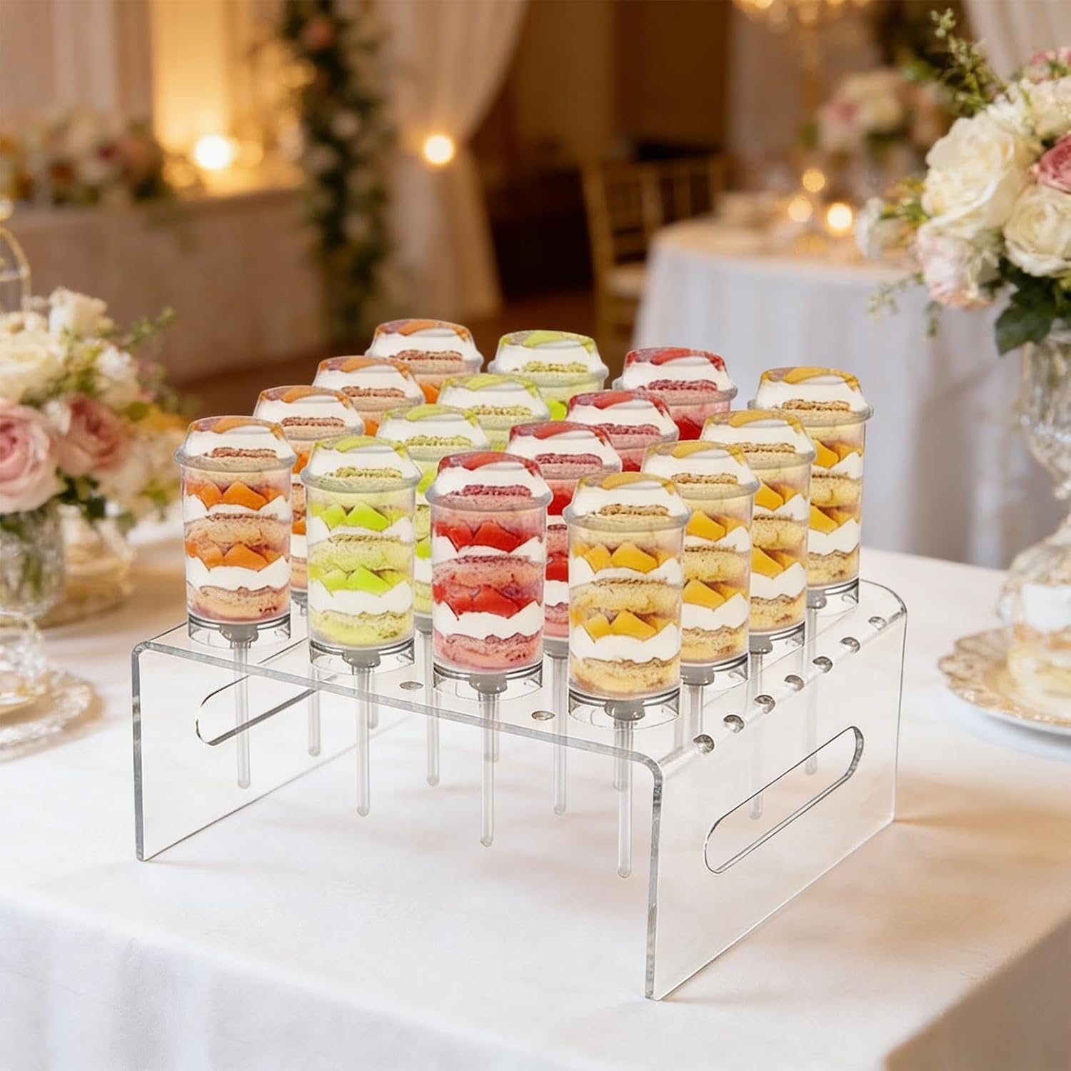 Push Pop Containers - Dessert Tubes | Push Pop Holder with Stand & Lid | for Home Dining Room Wedding Birthday Party Family Gathering
