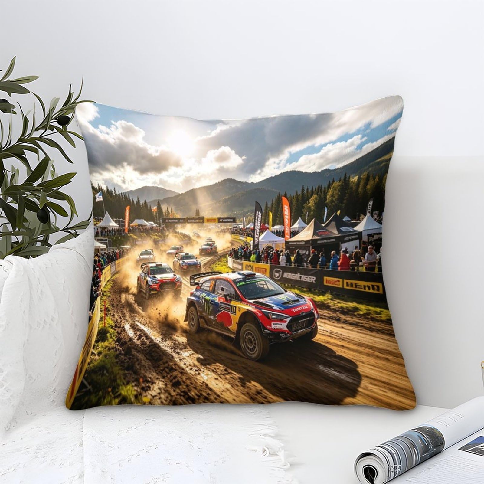 Dafufbw Rally Racing Cushion Cover 3D Pattern, 40X40cm Pillow Cover Off-Road Rally Ornament Decor For Home Livingroom Couch Bed Sofa Decorate Throw Pillow Case Elephant Gift