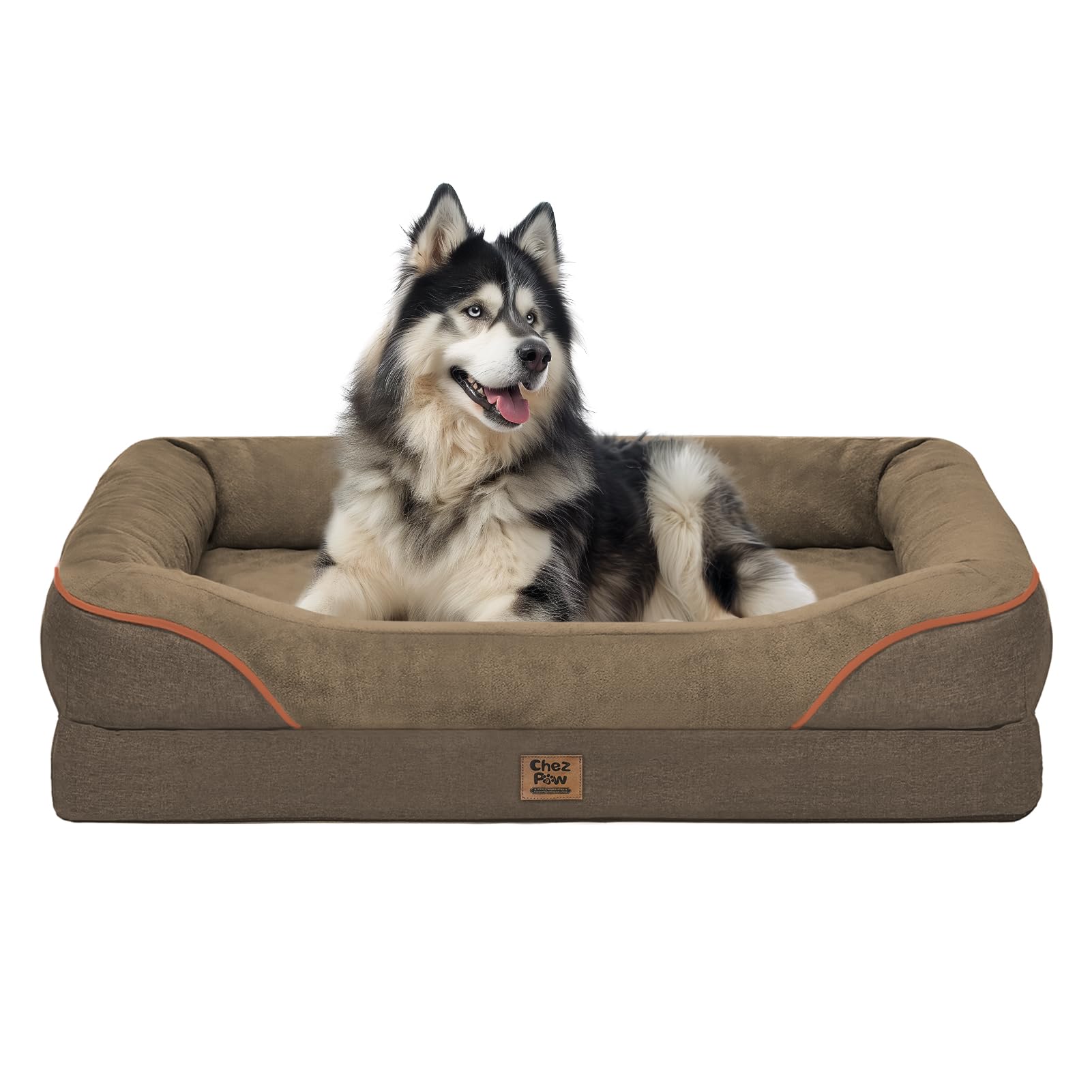 Chez Paw Orthopedic Waterproof Dog Bed for Large Sized Dogs, Coffee, 45x35