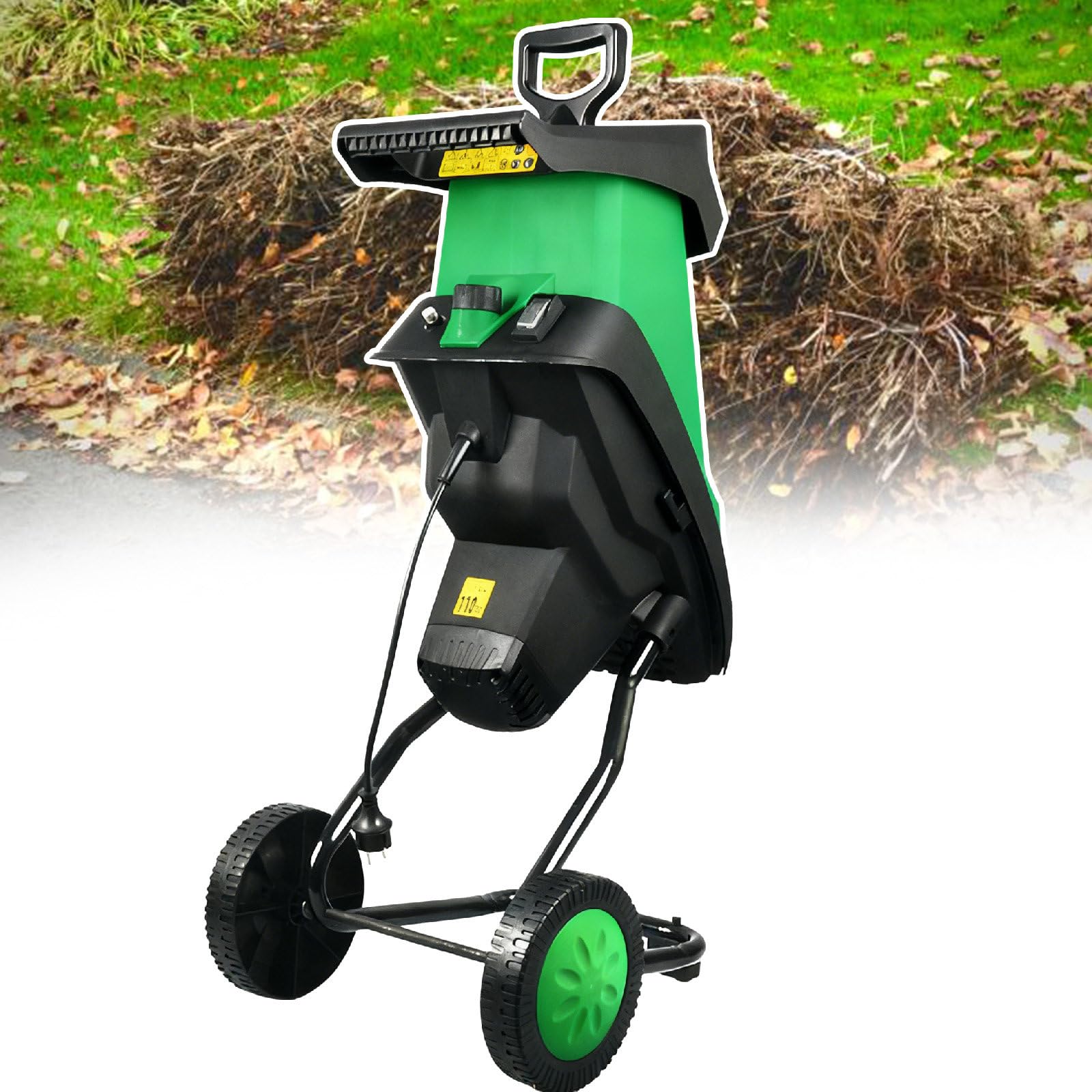 Trituradora De Jardín Eléctrica De 2400 W con Bolsa Desmontable De 50 L Y 2 Juegos De Cuchillas De Acero Al Manganeso. Tritura Ramas De hasta 4 Cm/1,57 Pulgadas