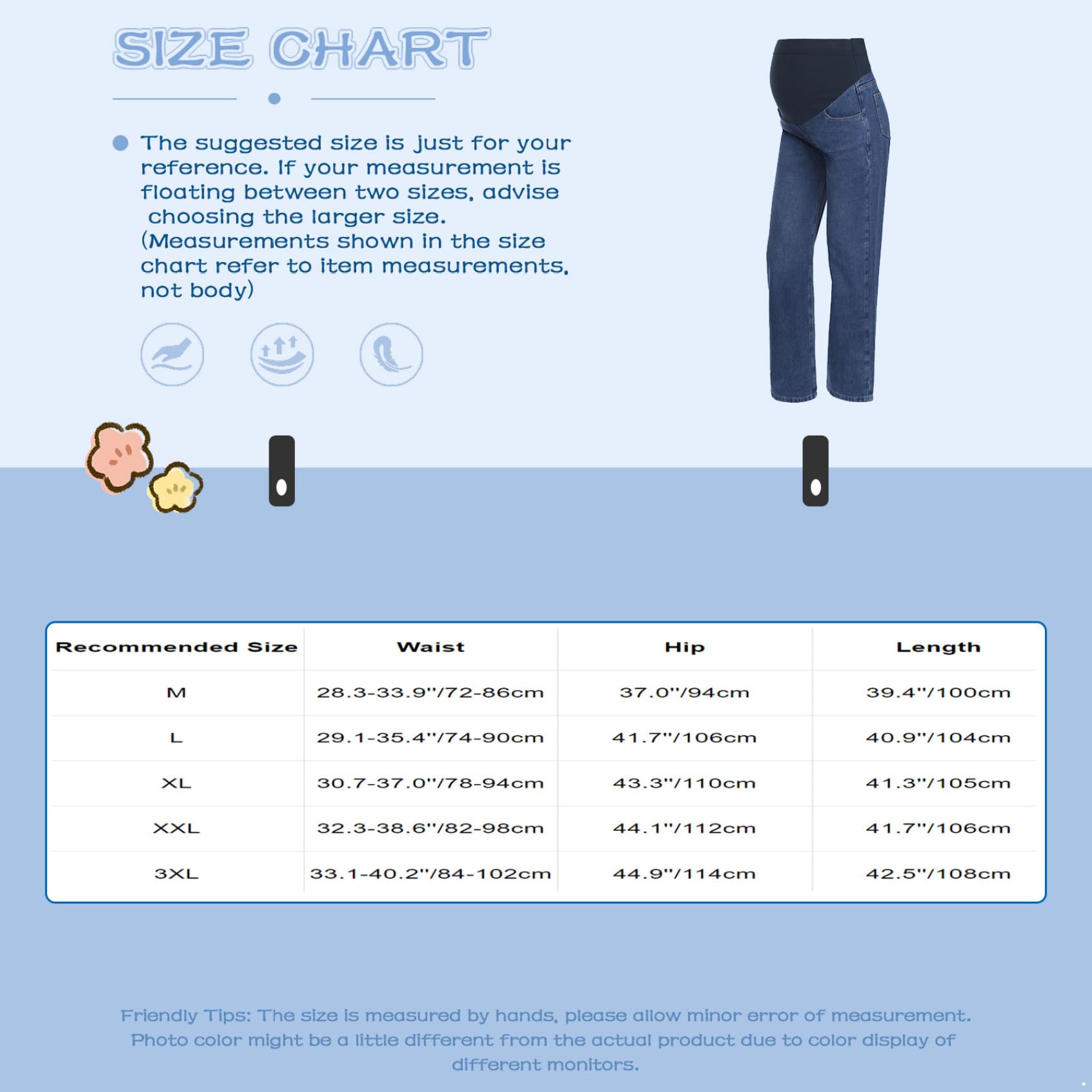 Pantalons Grossesse Jeans Longues Élastiques pour Femmes Enceintes