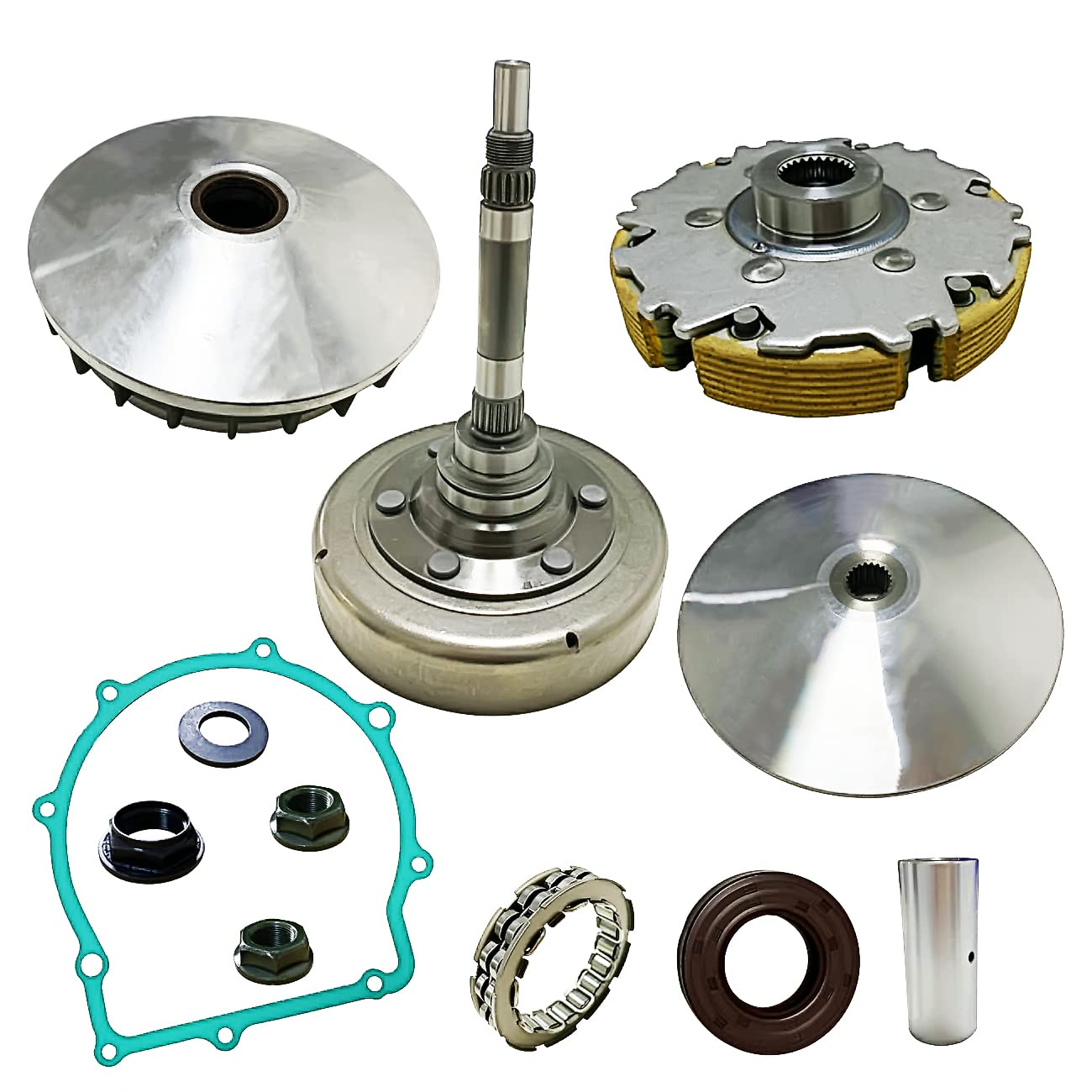 Photo 1 of SUONE Wet Clutch Shoe Kit Assembly Replacement for Yamaha Rhino 700 YXR700F (2008-2013) Primary Sheave,Clutch,Carrier Housing,OneWay,Gasket 5B4-17606-00-0 5B4-17611-00-00 3B4-166200-00-00