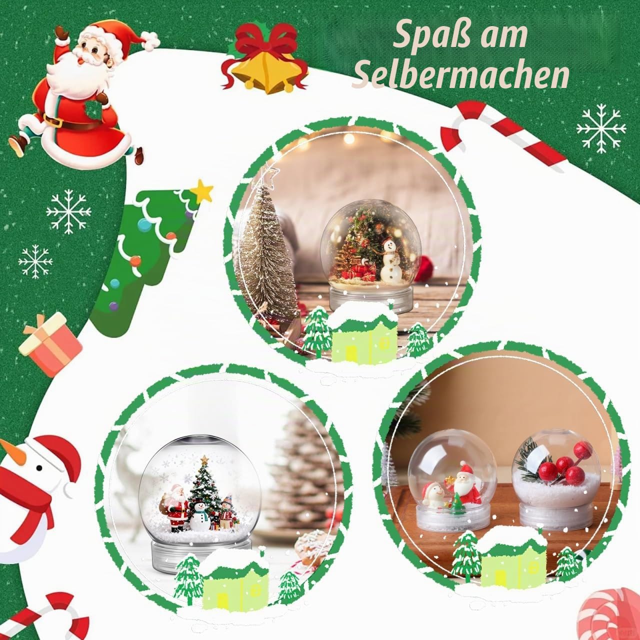 150ml Leere Schneekugel Mit Schraubverschluss, 40 Stück Weihnachten DIY Schneekugeln Zum Befüllen, Kunststoff-Schneekugeln Set Für Lichterketten, Kekse, Pflanzen, Blumen