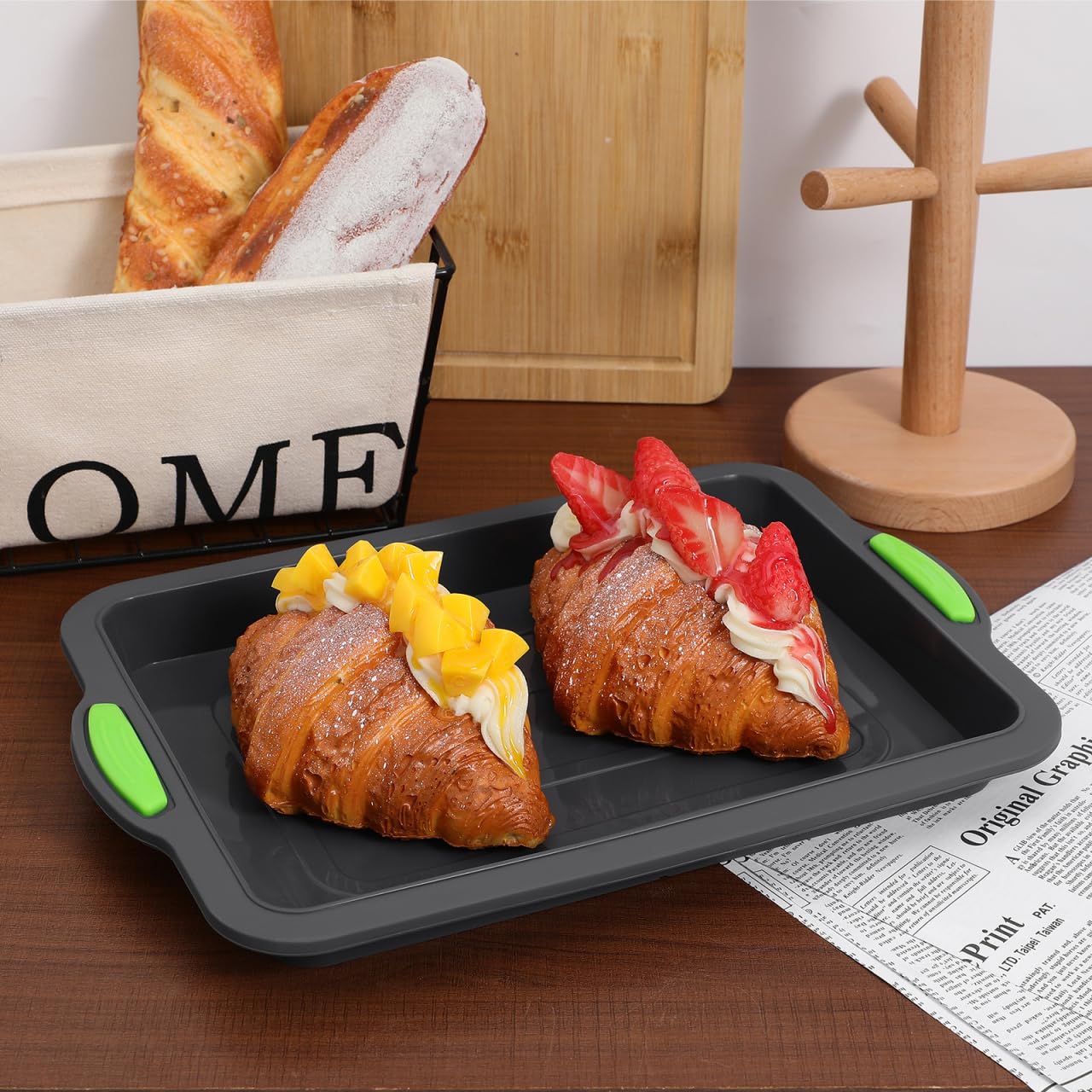Molde de silicona para tartas con tapa, reutilizable, para lasaña, para horno, lavable, para pasteles, galletas, gelatina, color gris