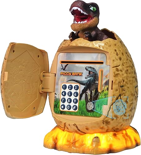 Alcancía para niños, banco de dinero de huevos de dinosaurio para niños de 6, 7, 8, 12 años, cajero automático, caja de dinero electrónica, regalos