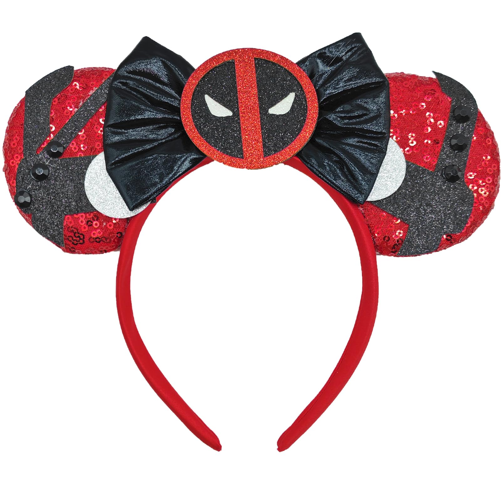 ZHENNAN Mouse Ears Headbands for Women, Glitter Bows Ears Headbands for Men, Costume Cartoon Themed Events Birthday Party Decorations Hair Accessoires
