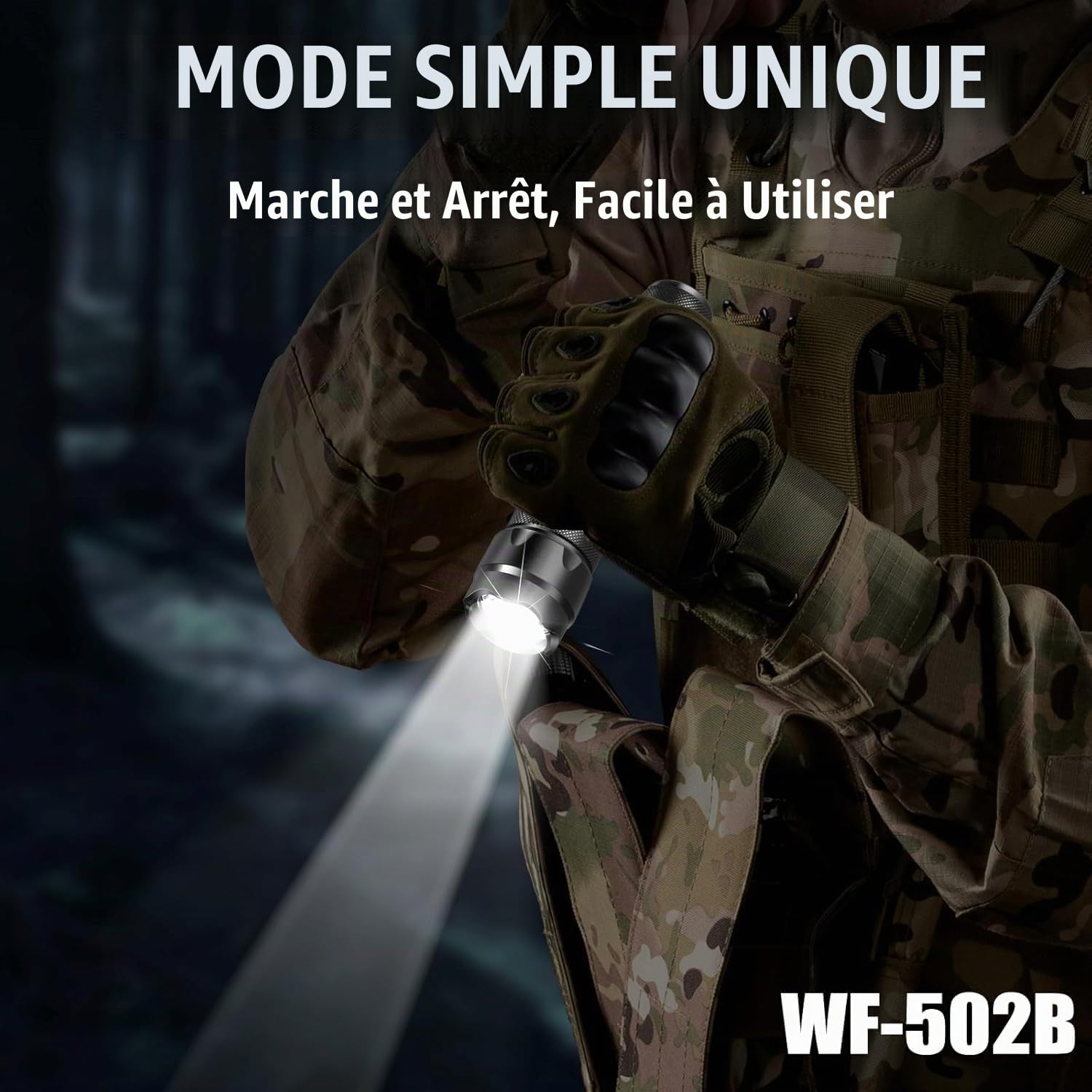 Ultrafire WF-502B Torche et Étui à lampe de poche Set, 1000 Lumen LED Torche 1 Mode et Support de lampe de poche avec clip rotatif à 360 degrés