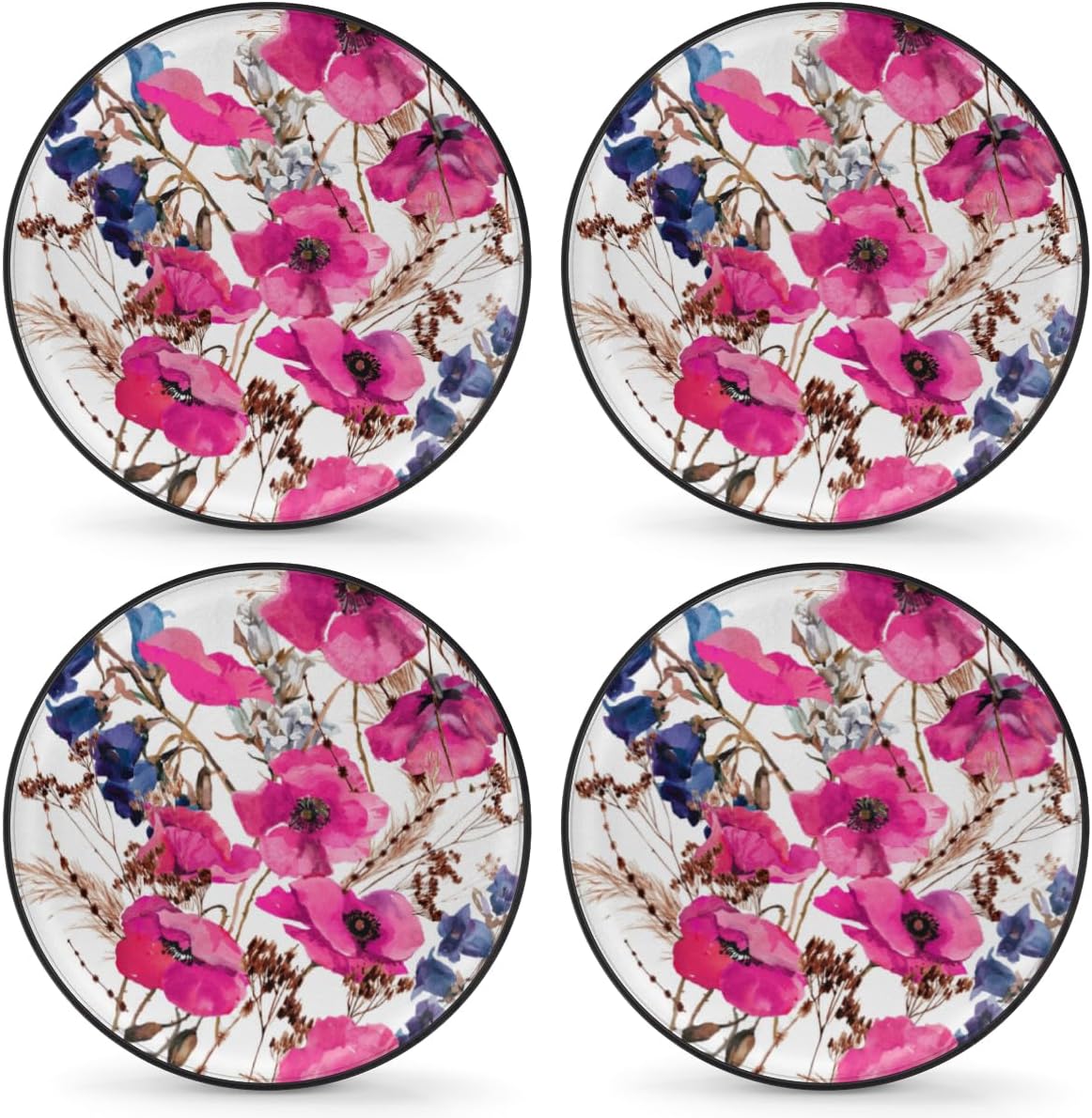 Wild Grass Poppy Tire Covers Portable Spare Tire Cover Soft Durable Waterproof Dustproof Set of 4 Bags 15 Inches for Car Truck SUV Trailer Camper