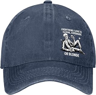 Made in US Everything I Love is Illegal Expensive Or Blonde Hat for Men Women Cool Washed Distressed Baseball Caps
