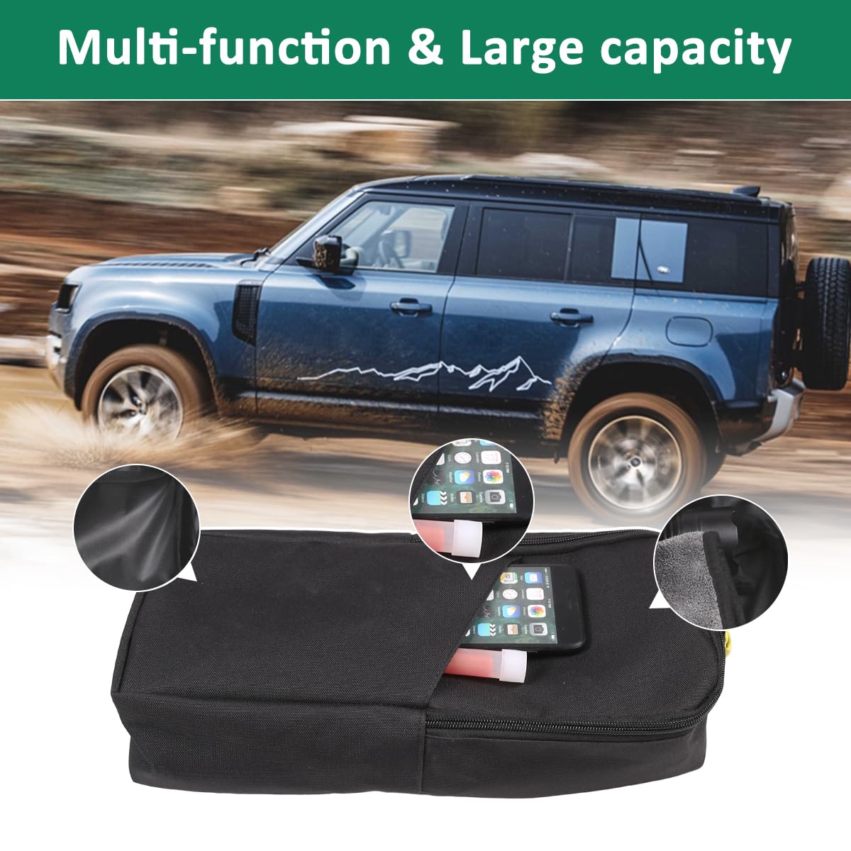 Organizador de maletero de almacenamiento para coche con tela Oxford, organizador de bolsa de coche, compatible con Defender 90 110 130 2020-2024, bolsa de almacenamiento multifuncional para