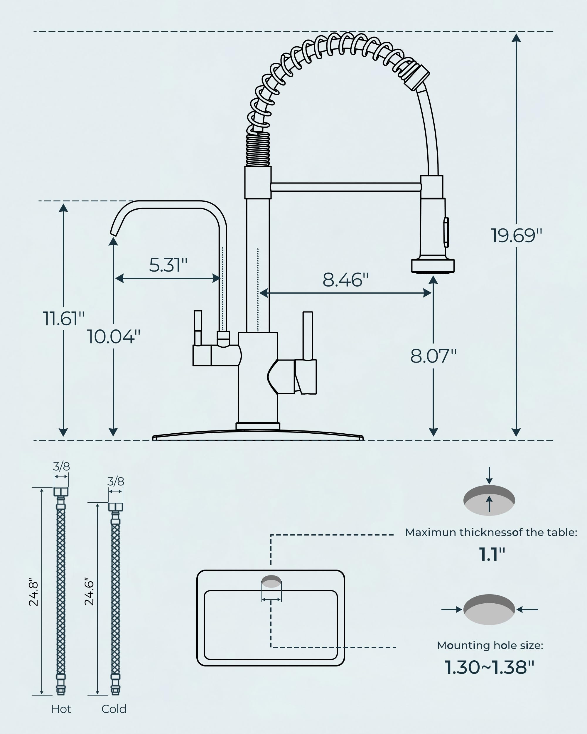 FORIOUS Pull Down Kitchen Faucet - Lead-Free & Durable -19