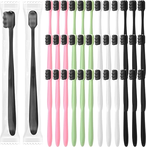 Pinkunn 36 cepillos de dientes de cerdas suaves a granel micro Nano cepillo de dientes manual con 20, 000 cerdas para encías sensibles, familia