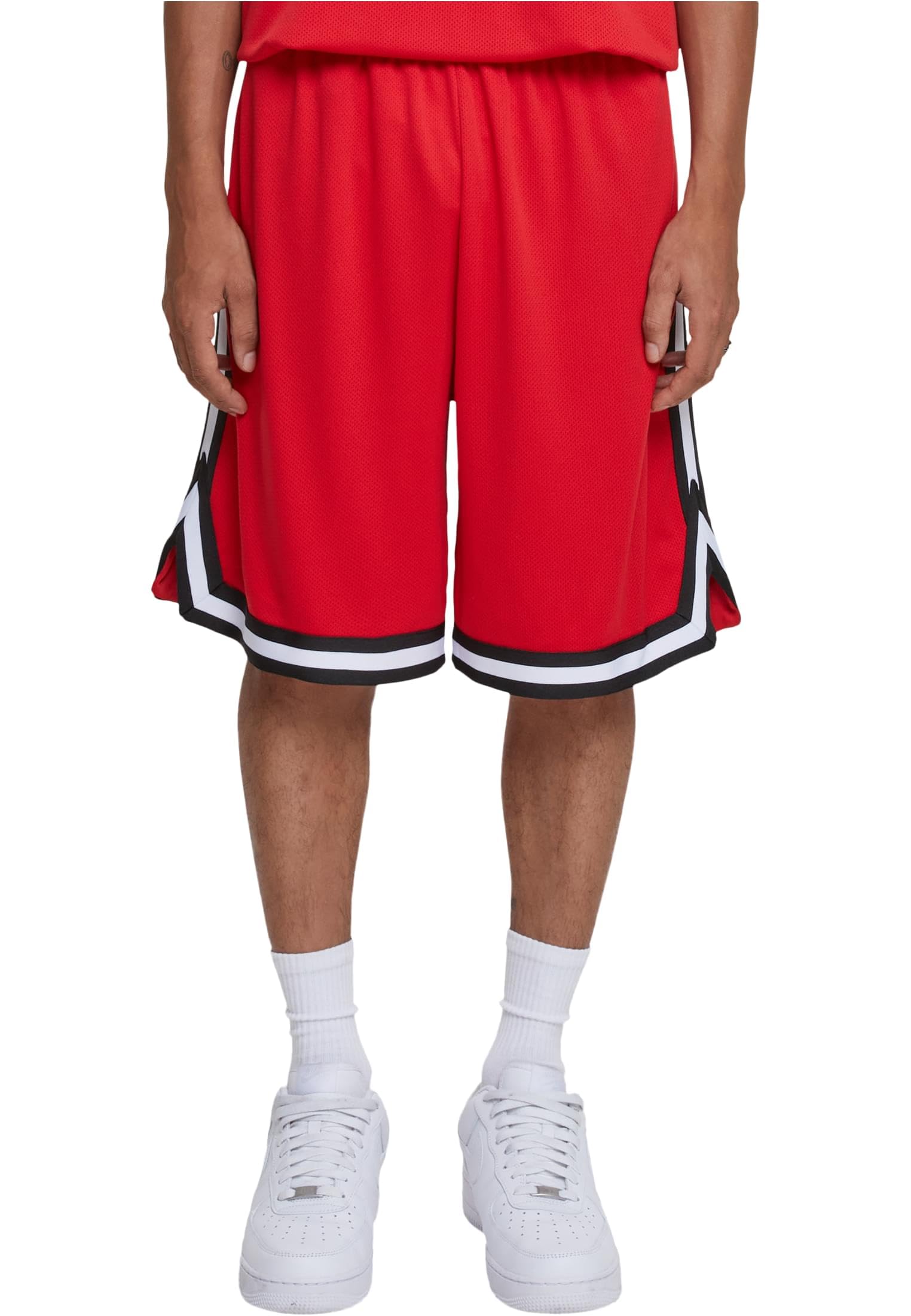 Urban Classics Men's Stripes Mesh Shorts Shorts, Cityred/Black/White,