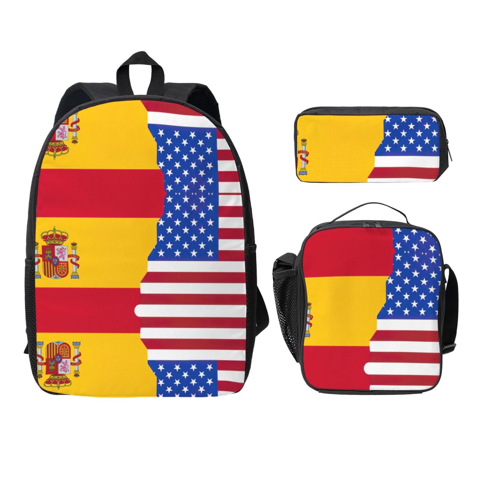 Mochila escolar ligera de 3 piezas en color negro con estuche escolar y lonchera integrada 8