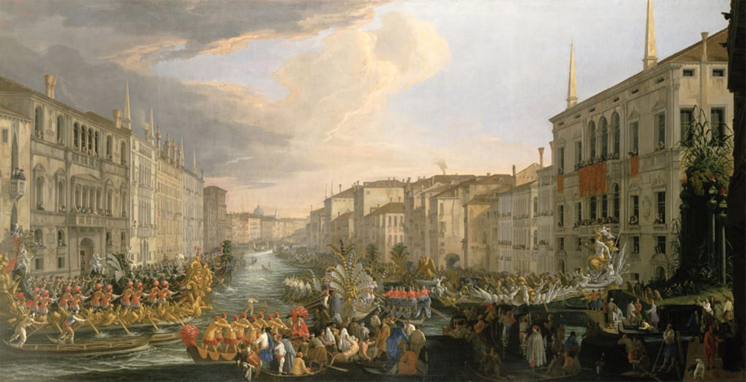 ARTXLXXBN Famous Print Painting Colorful Art Print a Regatta on the Grand Canal by Luca Carlevaris Canvas Art Decorations for Home Decor 60x90cm