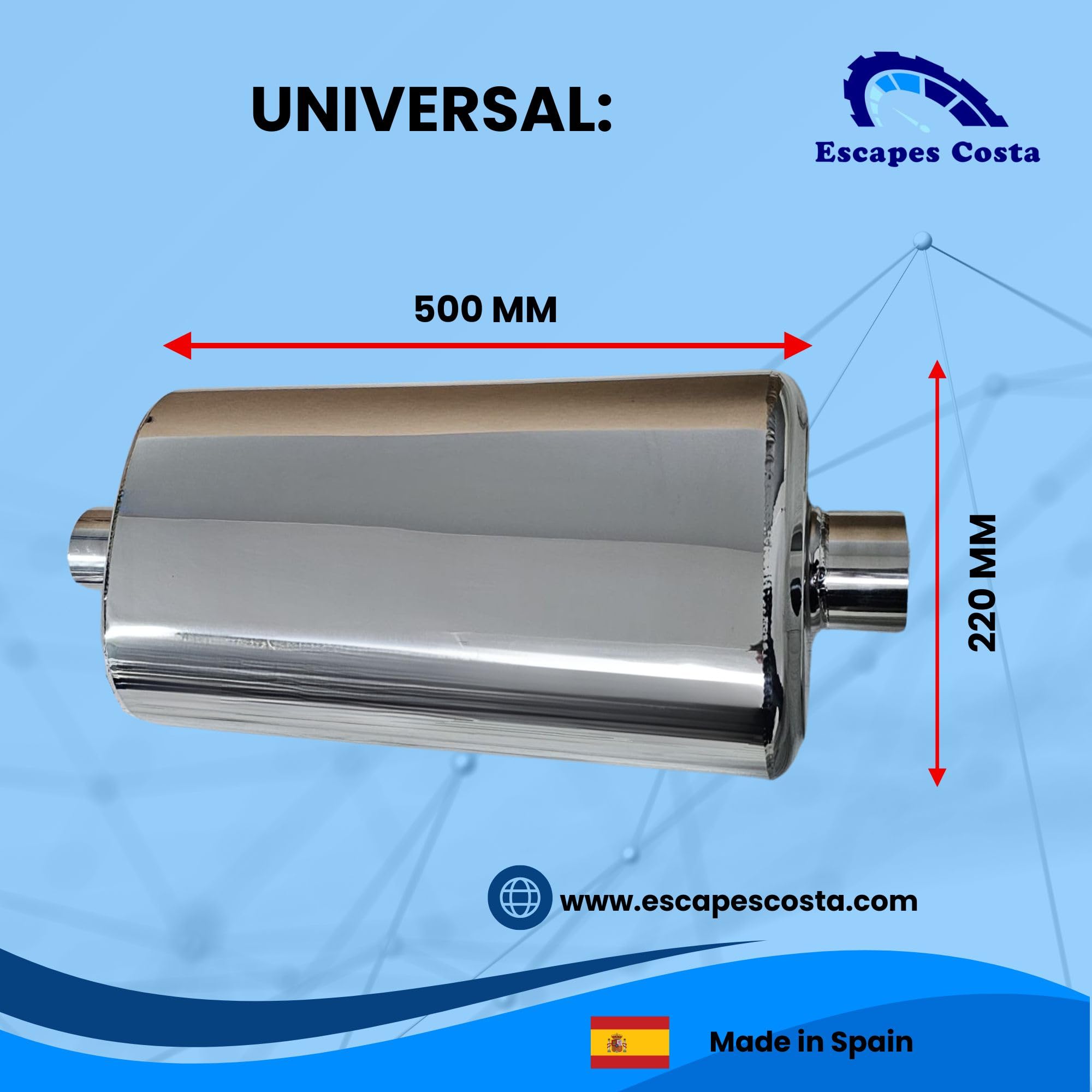 Silenciador de escape coche, Silencioso Universal Alto Rendimiento - Silencioso Acero inoxidable 76mm - 3 Pulgadas (76mm)