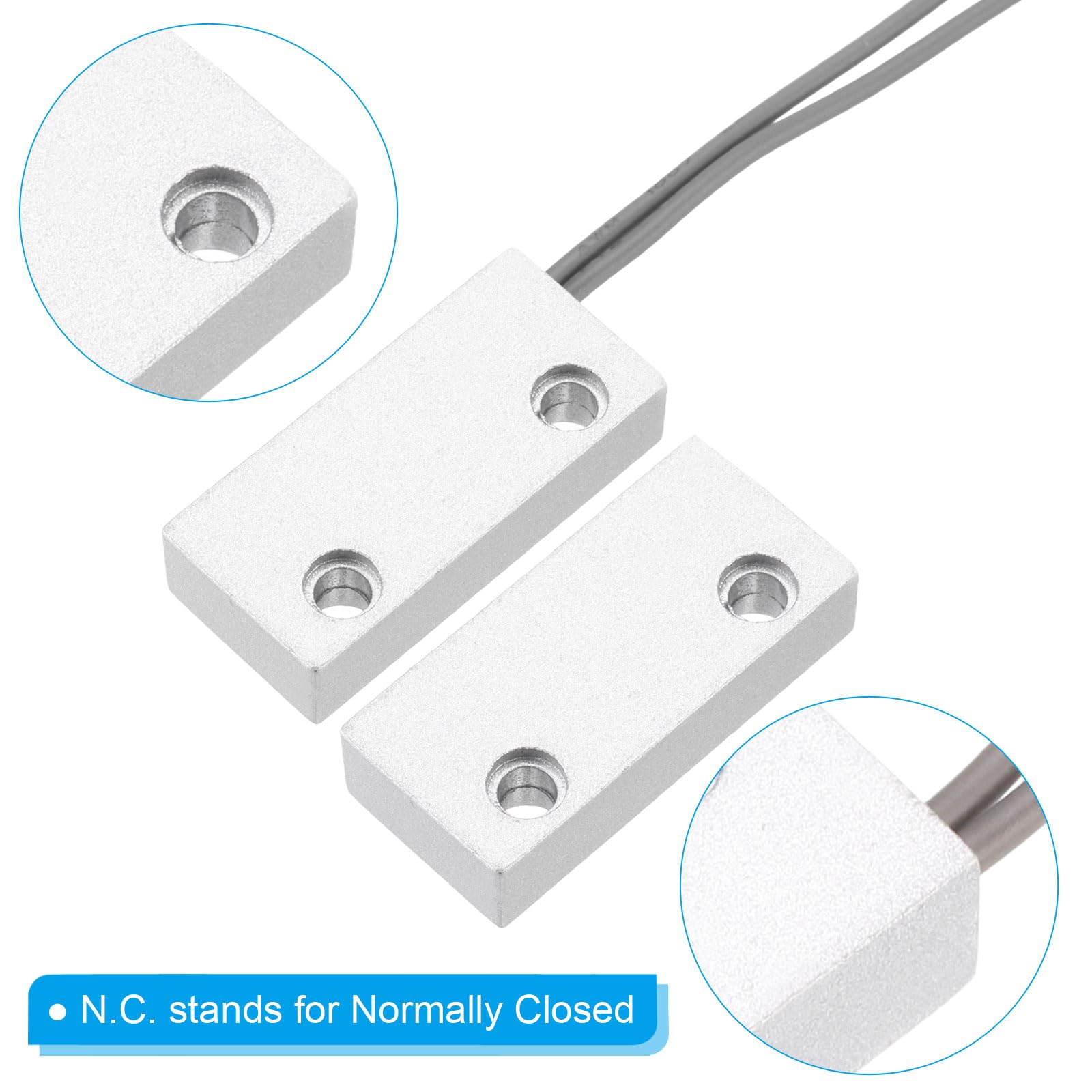 PATIKIL Security Rolling Door Contact, 2 Pcs 0-100V/0.5Amp Magnetic Reed Switch Alarm Sensor with 2 Wire for N.C. Applications, Grey - Image 3
