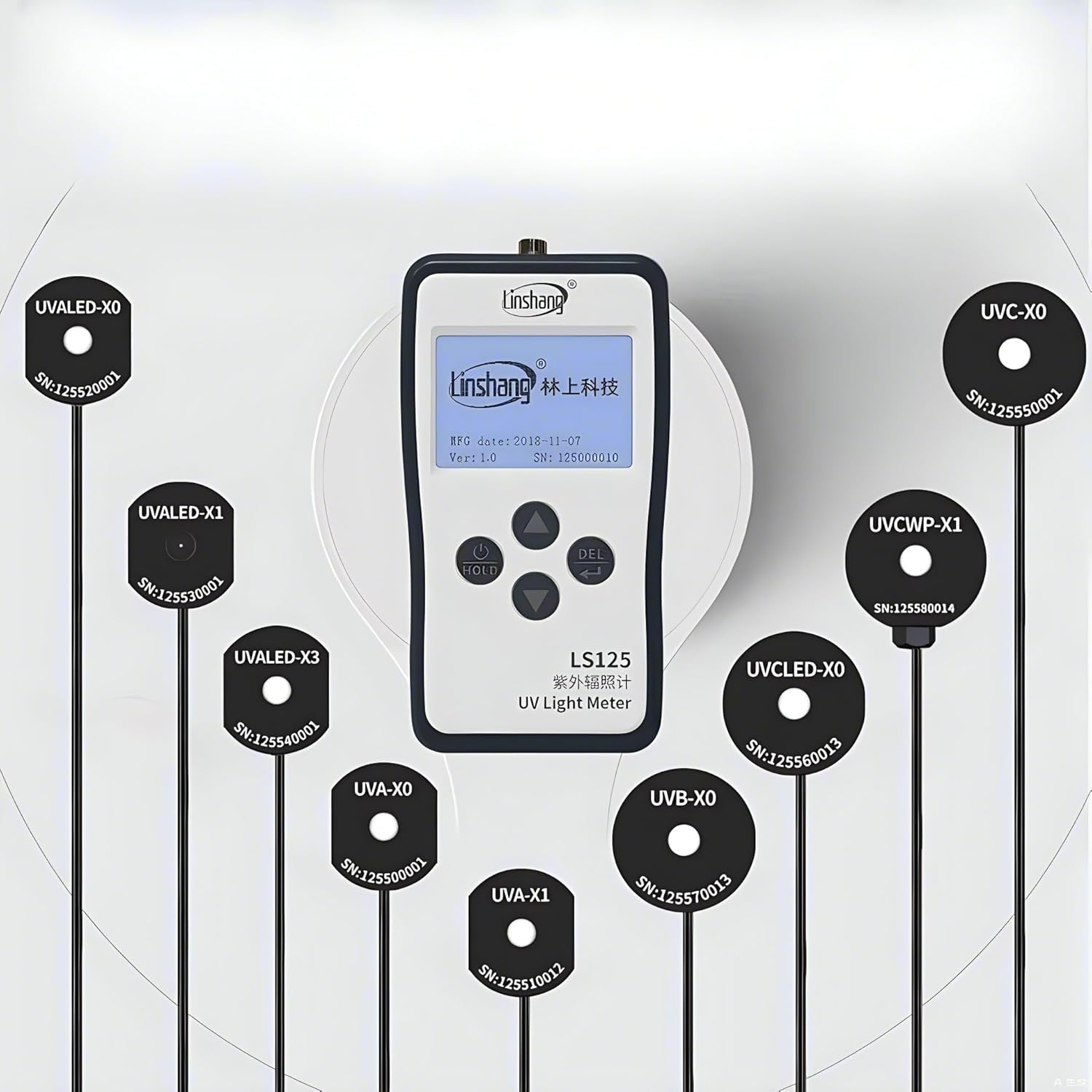 LS125 UV Light Meter Test Ultraviolet Power UV Intensity Energy for 365nm 395nm UVA LED UVB UVC Waterproof Sensor Probe(LS125_UVB-X0)