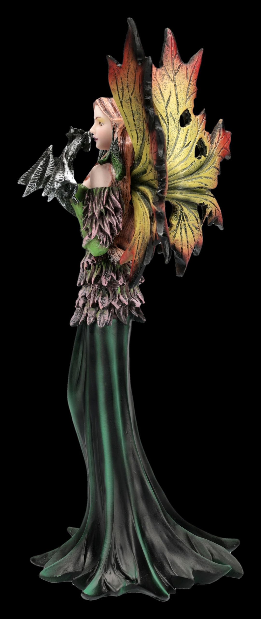 Figuren Shop GmbH Figura fata – Fata del drago della foresta Liora – Decorazione fantasy dipinta a mano (26 cm) – Tales of Aurelion Collection – Idea regalo per gli appassionati di draghi e fate
