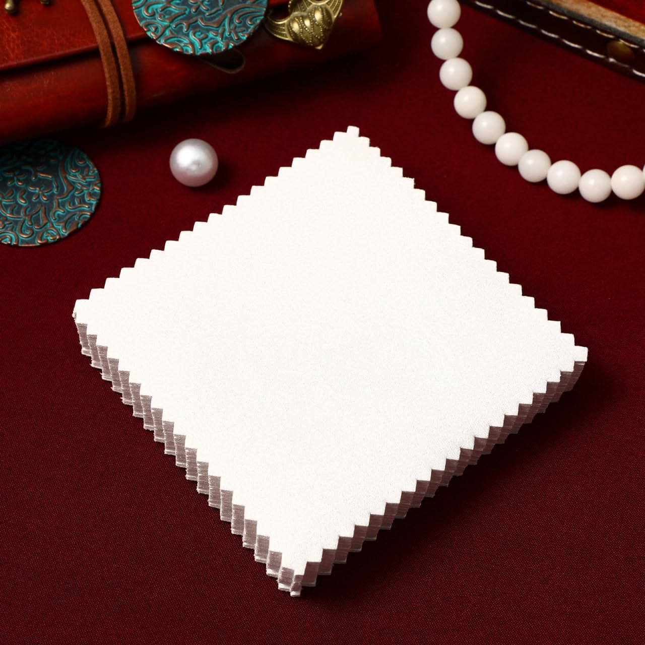 VILLFUL 50 pcs Jewelry Cleaning Cloth Polishing Cloth for Sterling Silver Gold Jewelry Tarnish Removal Wipes for Rings Earrings Watches Pocket Size 3.14 X 3.14 in image 2