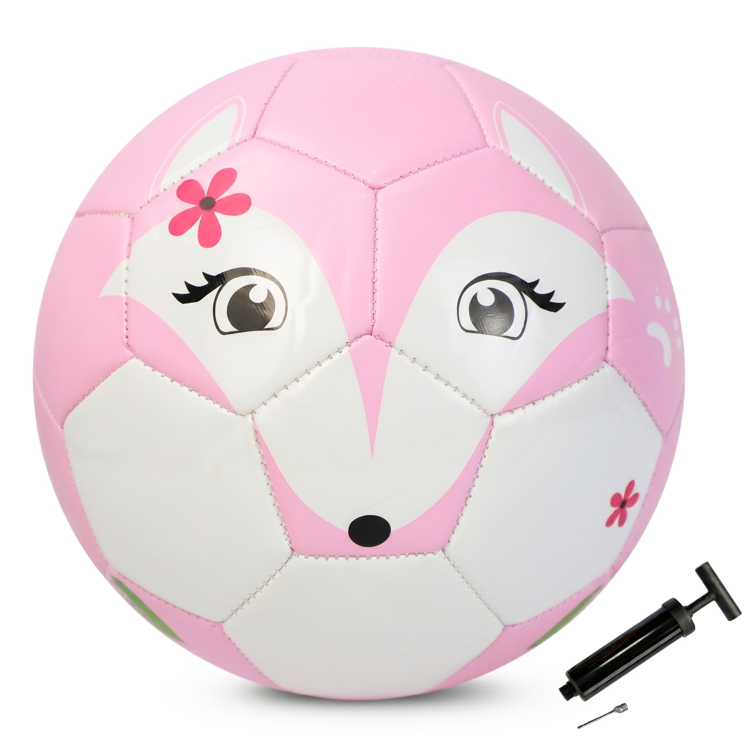 Thoughtful Fox Size 3 Kids Football for Children Boys Girls Ages 4-8 – Screen-Free Active Play Training Ball Set with Pump & 32 Interactive Games – Outdoor Garden Toy - Cute Pink Fox Gift