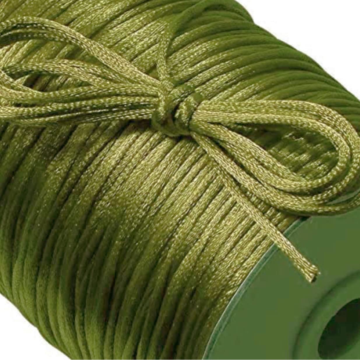 BJM Collection 2mm X 100 Yard Rattail Satin Nylon Trim Cord Chinese Knot (Light Moss)