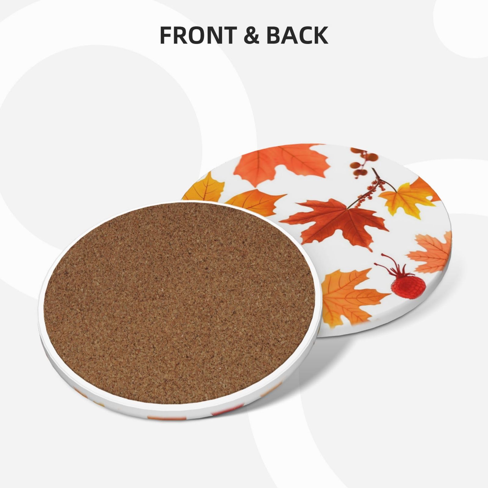Sottobicchieri autunnali con foglie d'acero per bevande con supporto, set di 6 sottobicchieri in ceramica assorbenti per protezione da tavolo, sottobicchieri da bar per tavolino da caffè decorazioni