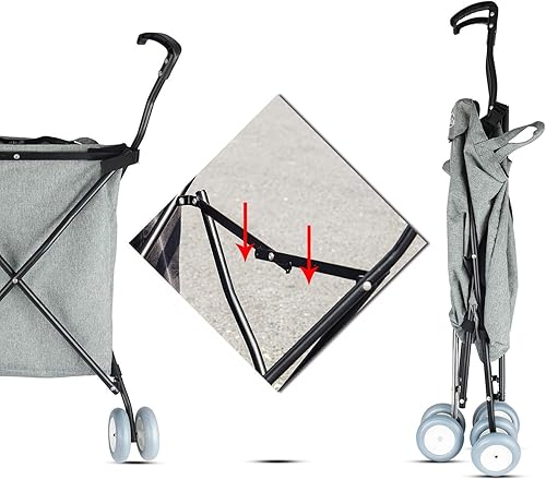 Miniatura 9 de Carrito de compras utilitario con ruedas  Carro plegable de empuje plegable para comestibles, carrito de lavandería con diseño flexible de moda