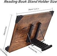Vista 3 de MEGREZ Soporte para libros de madera, soporte retro para libros de cocina con 6 ángulos ajustables, soporte para marco de lectura, soporte plegable