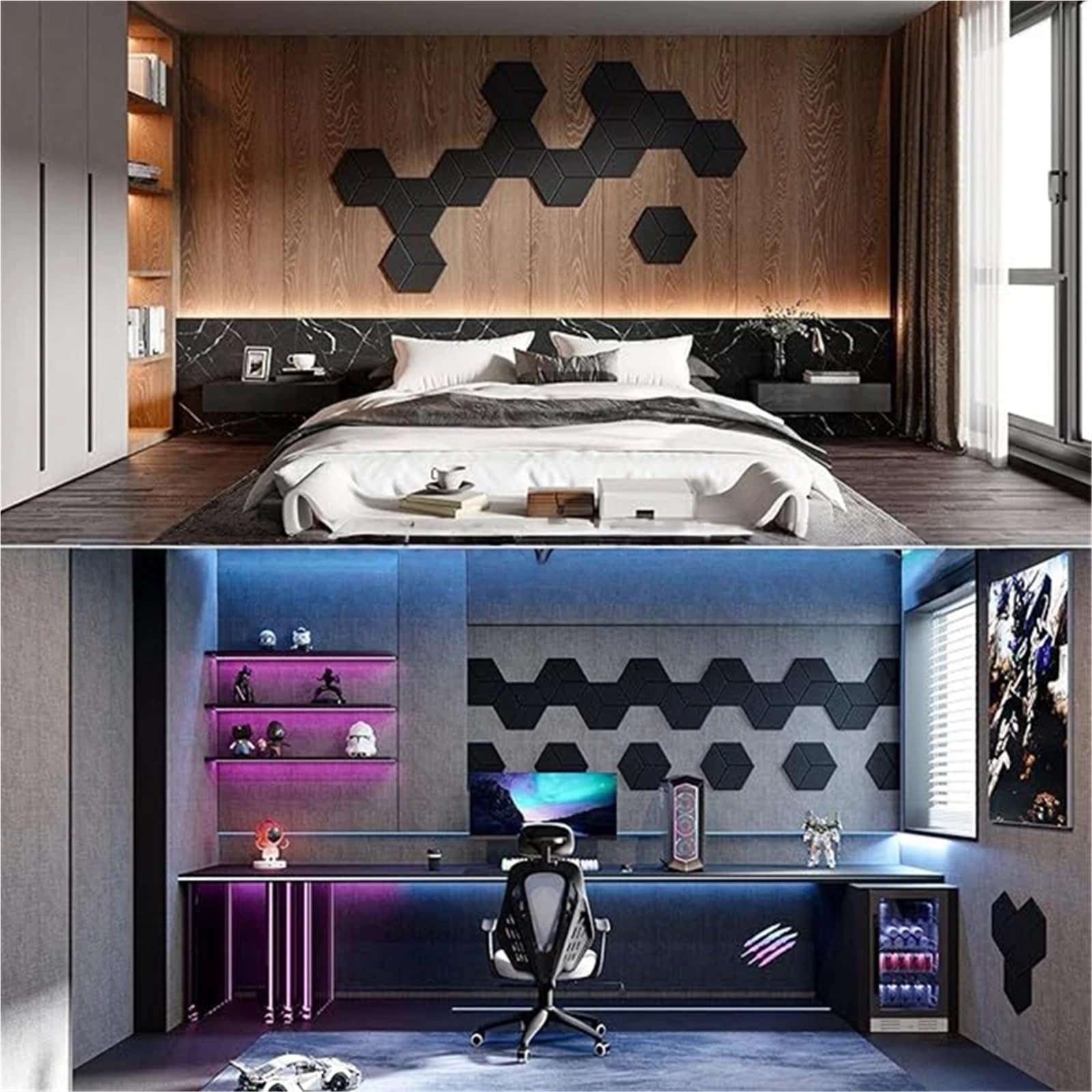 Pannelli autoadesivi in ​​schiuma con rivestimento a forma di Y, assorbe il rumore fondo, decorazione murale Per Studio, Ufficio, Studio