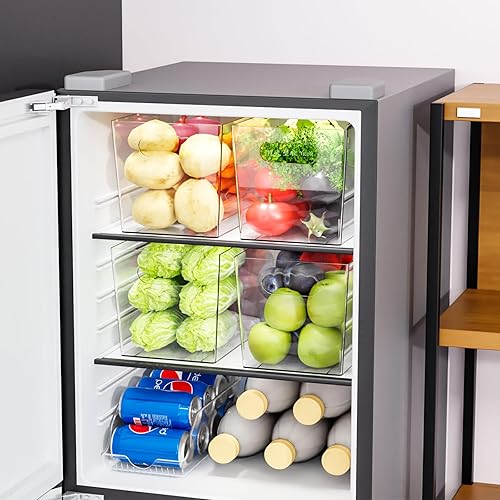 Miniatura 7 de Paquete de 6 contenedores de plástico transparente para organizar, con asa, cubos organizadores grandes de despensa de 11 pulgadas para estantes,