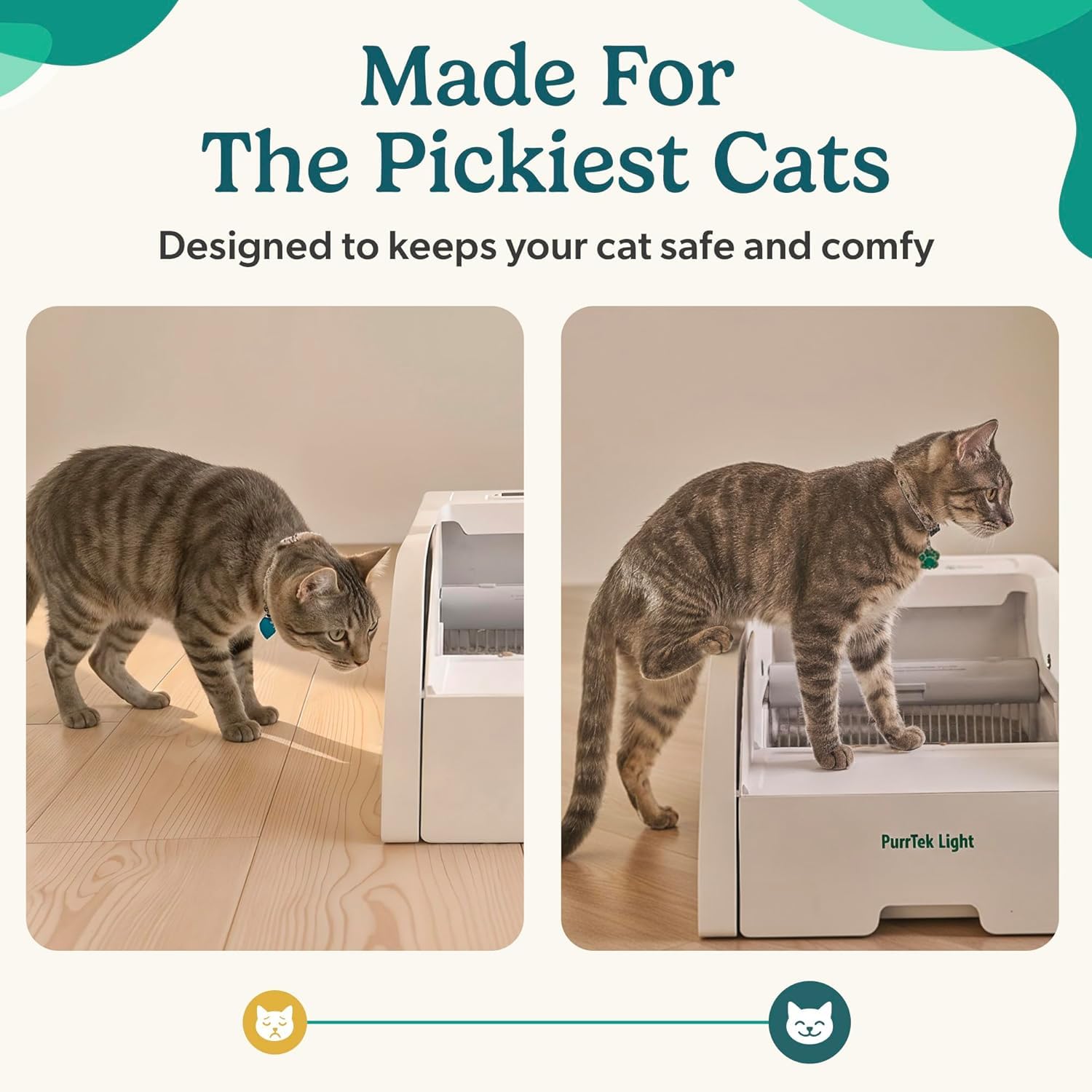 Petcove PurrTek - Caja de arena eléctrica autolimpiante automática para varios gatos, parte superior abierta para gatos grandes, silenciosa 45 dB, control de olores, seguridad doble antipellizcos