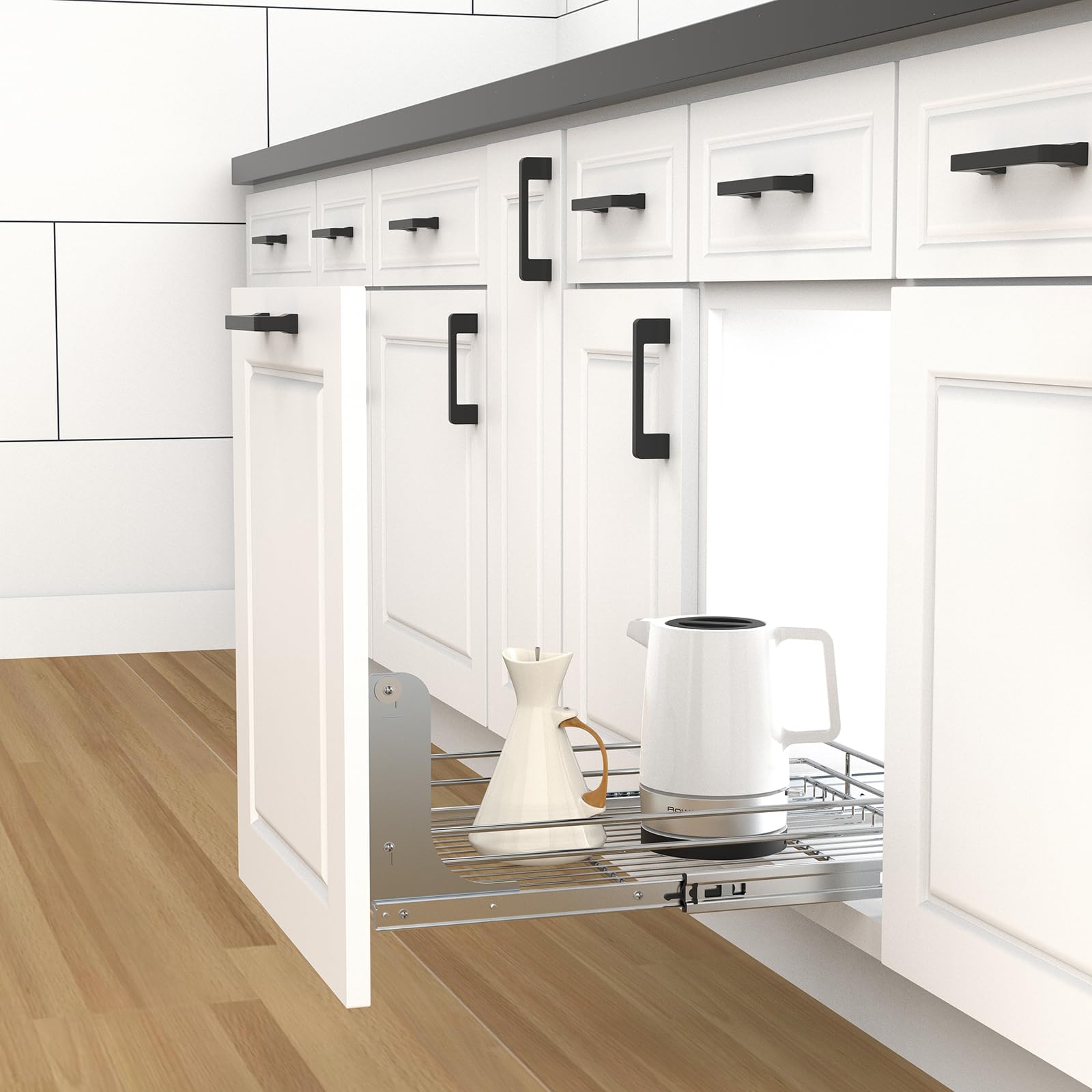 Kit de montaje en puerta, serie compatible con cestas organizadoras de gabinete extraíble 3