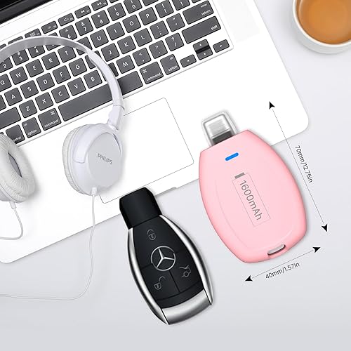 Miniatura 4 de LCLEBM Cargador de llavero para Android, mini banco de energía de emergencia de 1600 mAh, batería externa USB C ultracompacta, cargador de llavero