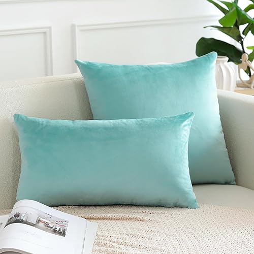 Miniatura 4 de OTOSTAR Paquete de 2 fundas de almohada decorativas de terciopelo suave y sólido de 16 x 24 pulgadas, fundas de almohada lumbares, fundas de