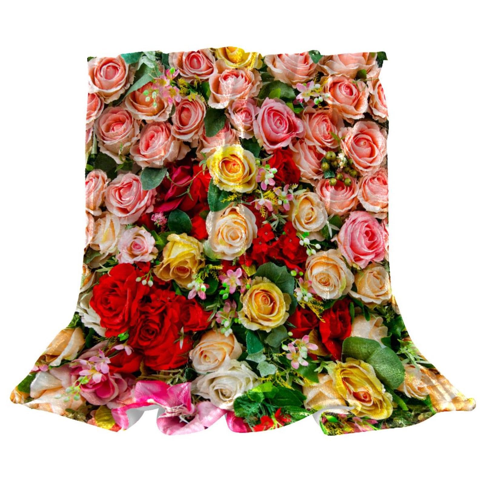 Couverture de canapé polaire fleurie grand plaid de lit 150x200cm salon