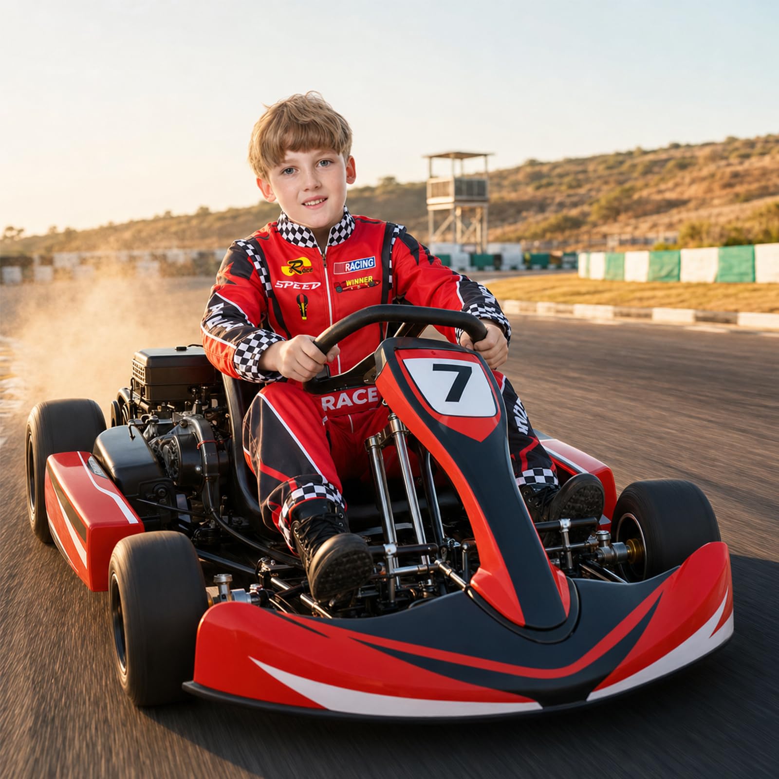 Costume da pilota di auto da corsa Ragazzi Tuta da pilota con berretto per auto Bambini Vestiti per Halloween