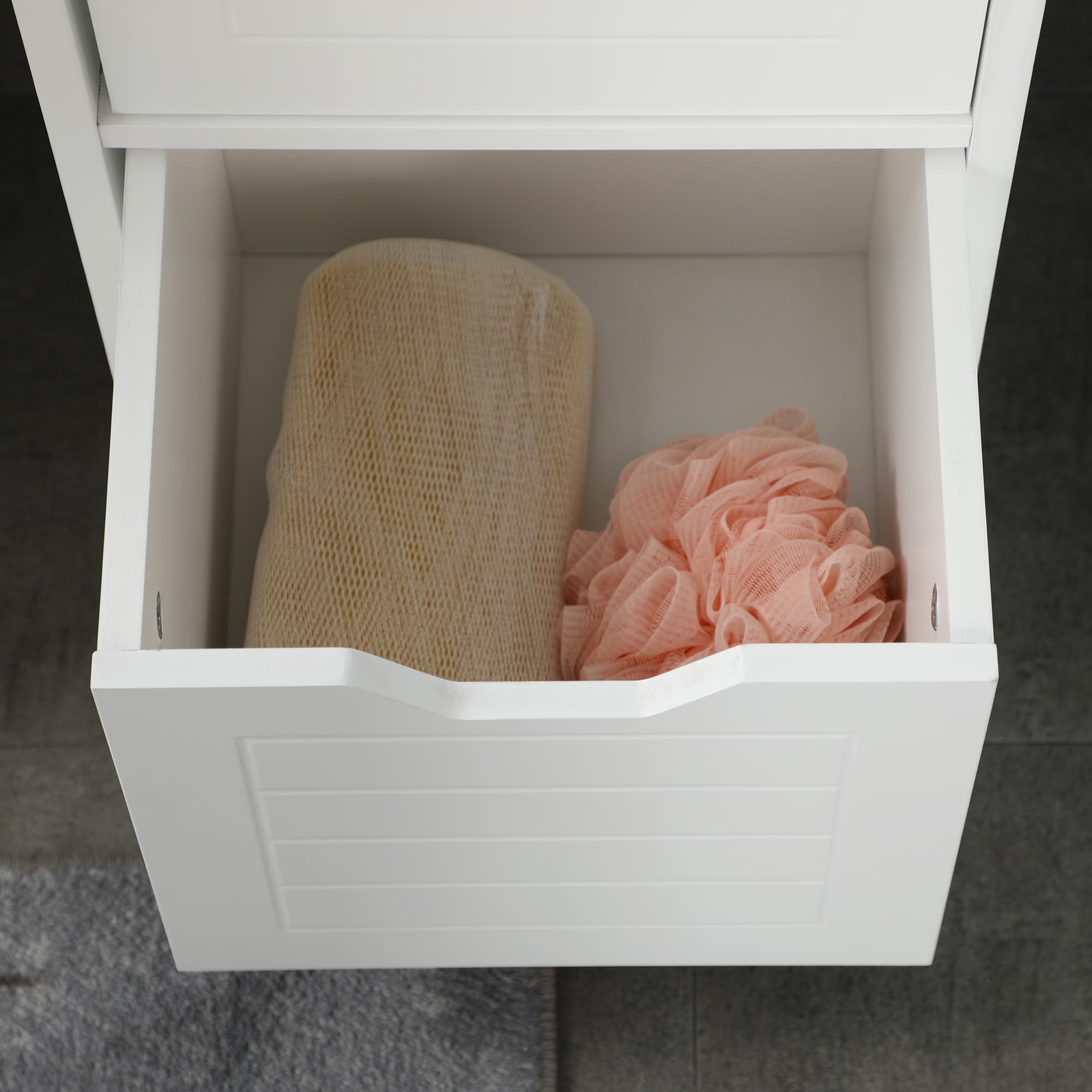 kleankin Meuble Colonne de Salle de Bain Armoire Haute Meuble Rangement avec 3 étagères et 2 tiroirs en Bois - 30 x 30 x 144 cm