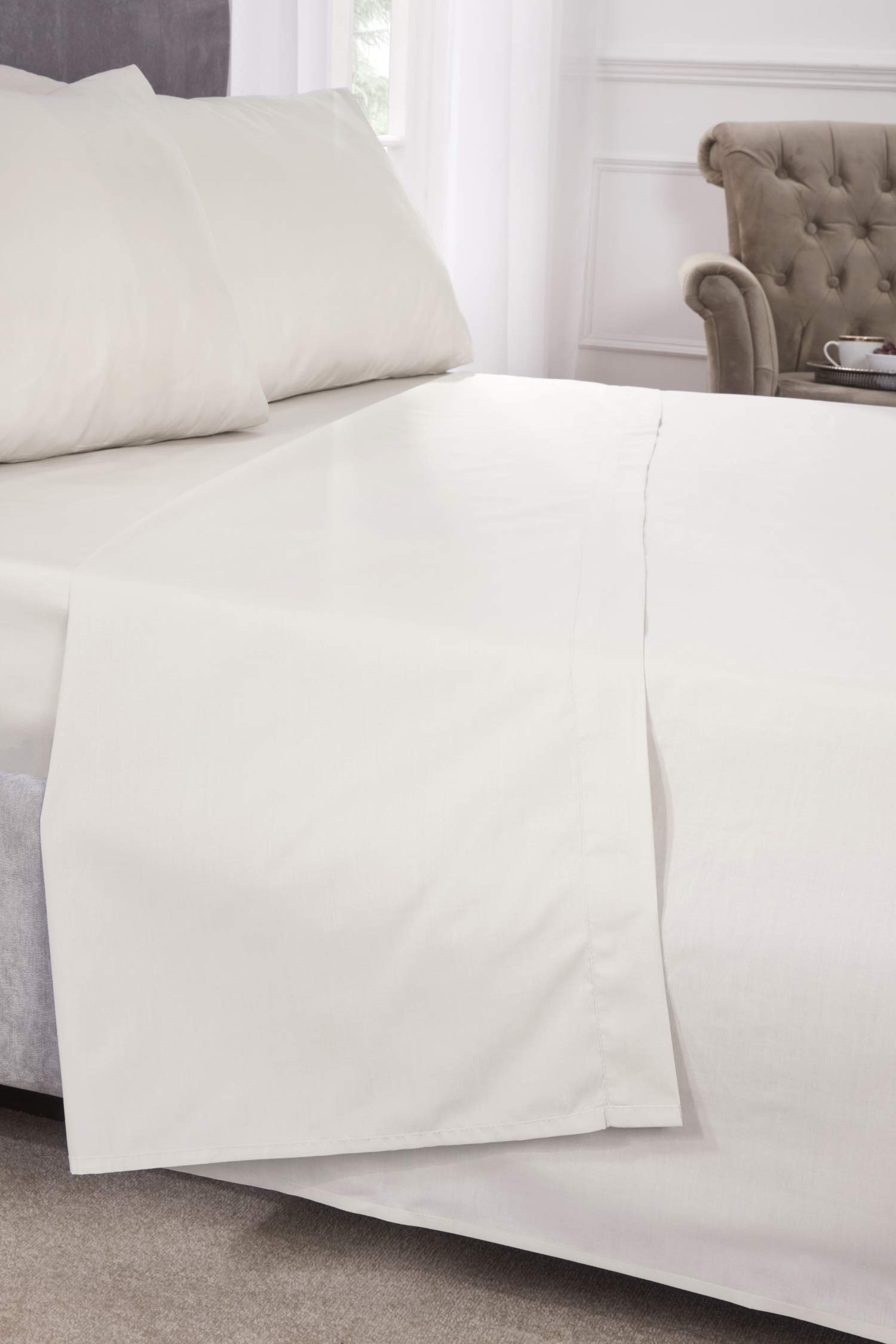 Emma Barclay 180 Thread Count Percale Fitted Sheet in Ivory - Super King Bed โ image 1