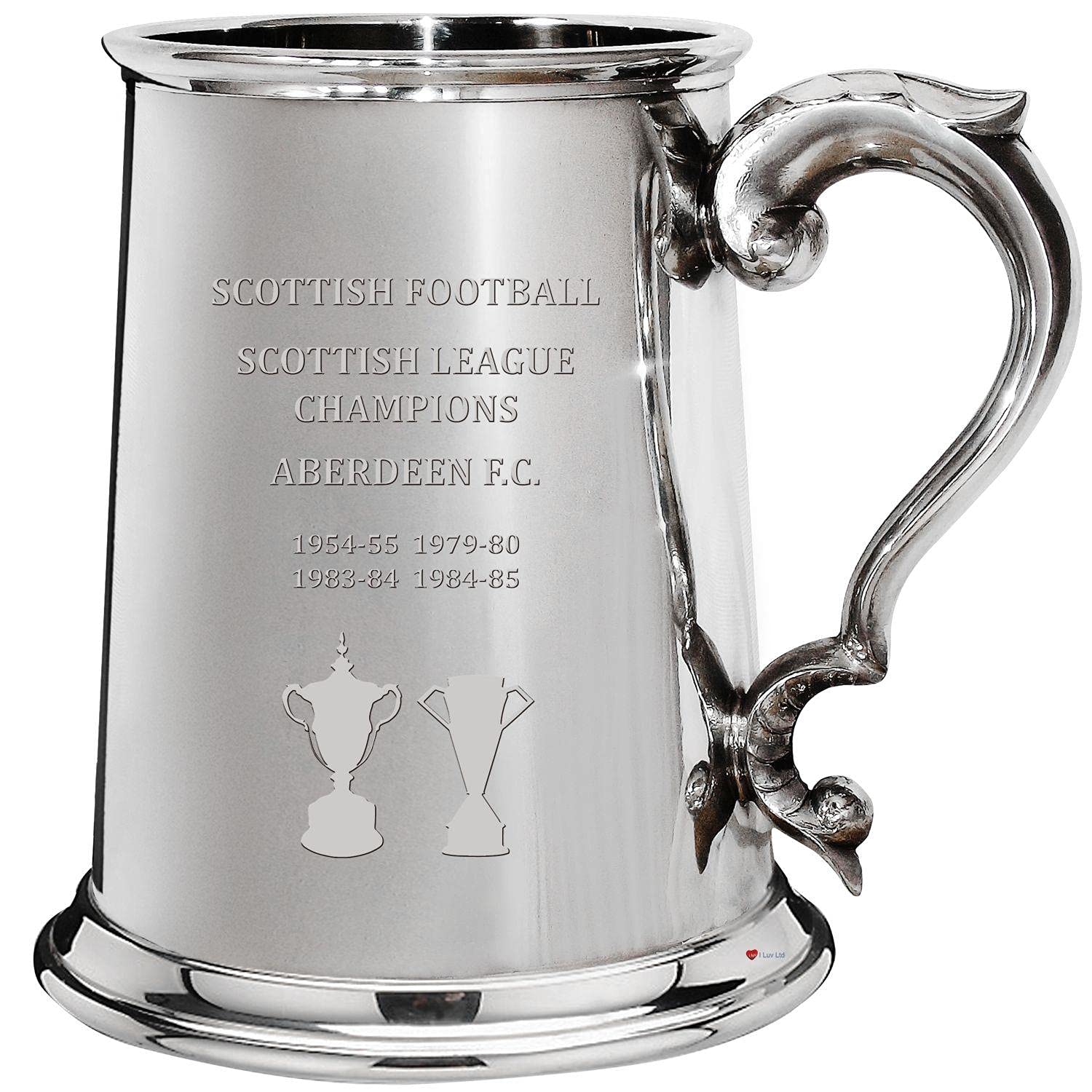 Jarra de cerveza de peltre de 1 pinta del Aberdeen FC para recuerdos de fútbol