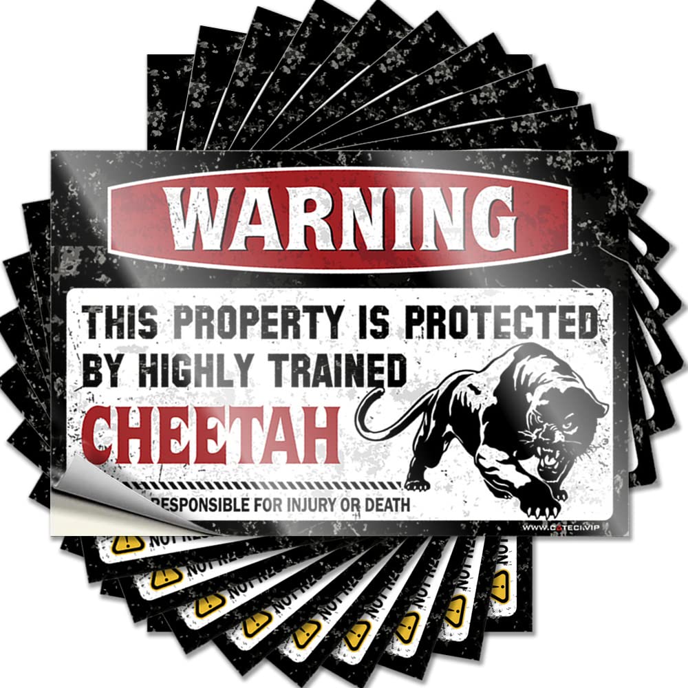 Funny Sticker Cover Coastal Warning This Property is Protected By A Highly Trained Cheetah for Dry - Stitch Room Decor Easy Peel Removable(12X18CM)