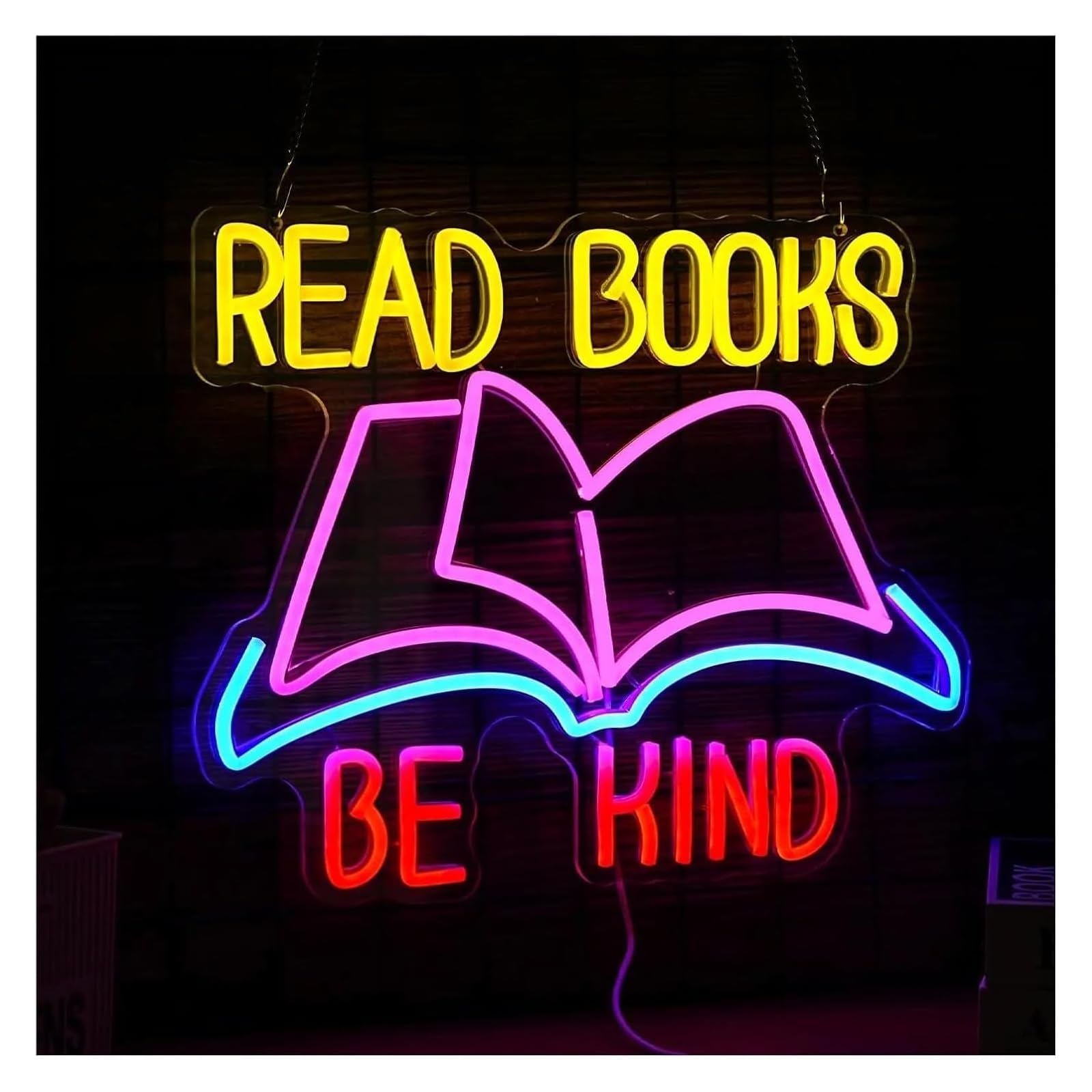 Luz de neón Para letreros de neón con alimentación eléctrica para lee libros sé amable letras para luces apto para decoración pared