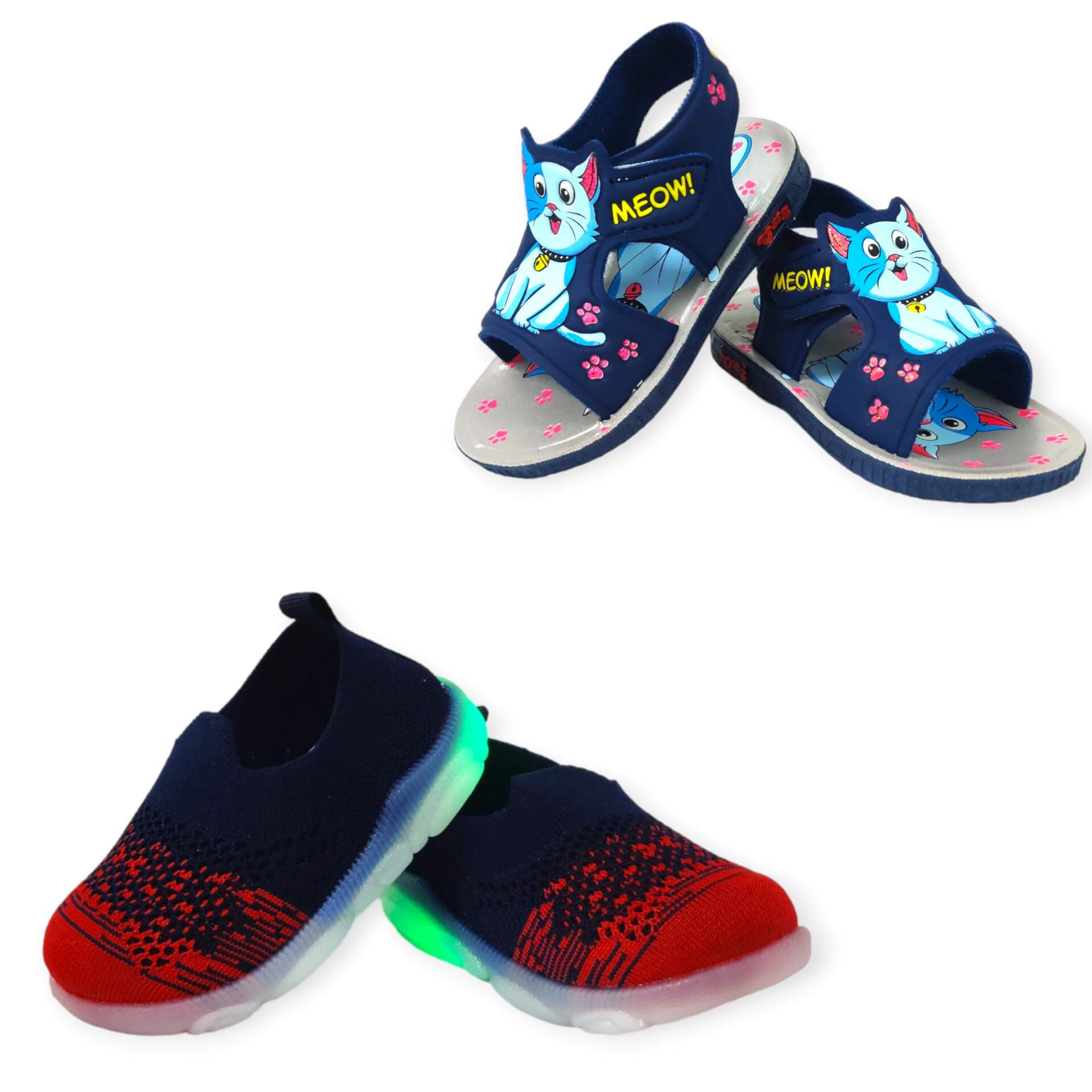 coolz Kids LED Light Shoes and Chu-Chu Sound Musical Sandals Combo (2 Pairs) for Baby Boys and Girls-picture-46