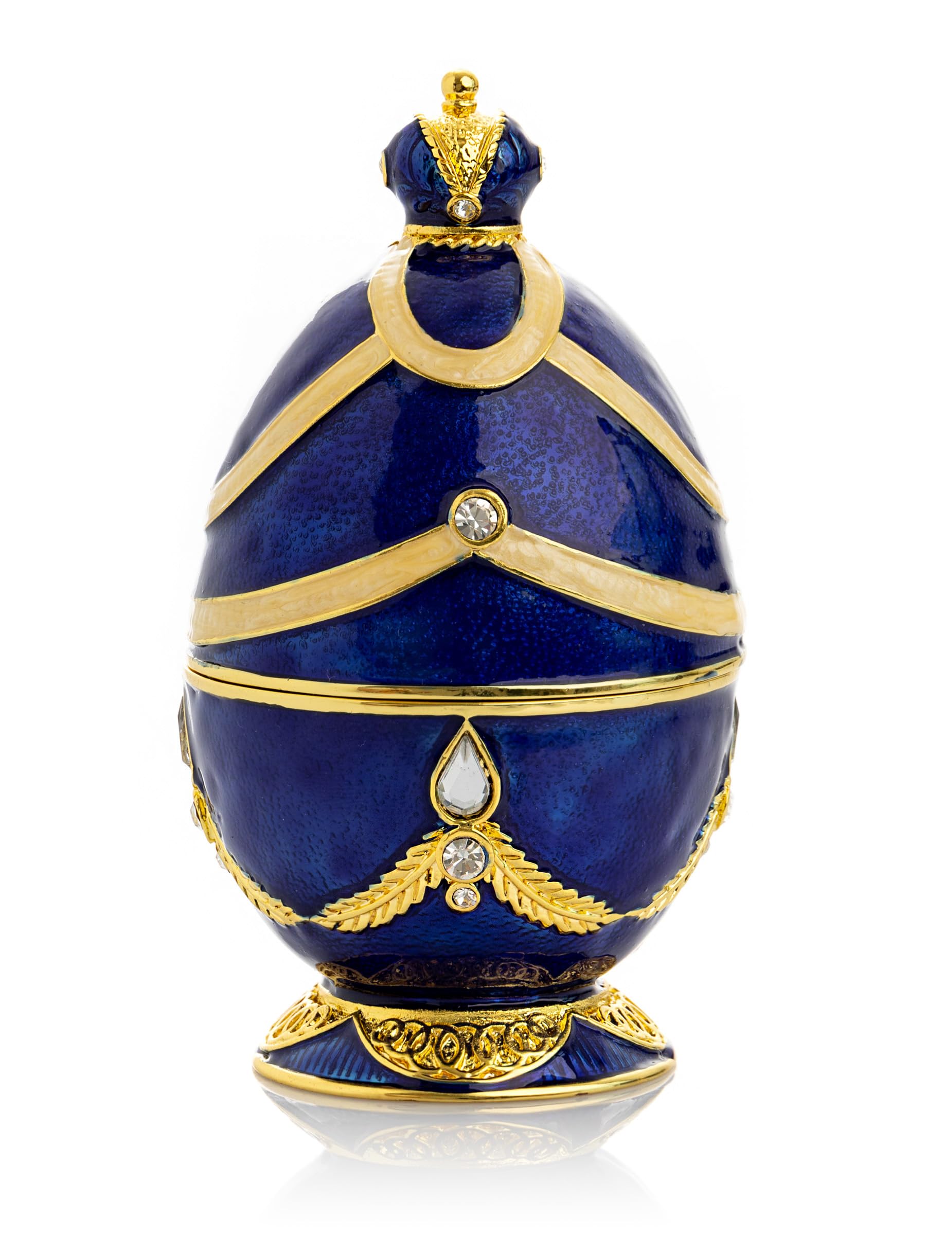 Keren Kopal Huevo de Fabergé azul con piano dorado, caja sorpresa hecha a mano, regalo para pianista