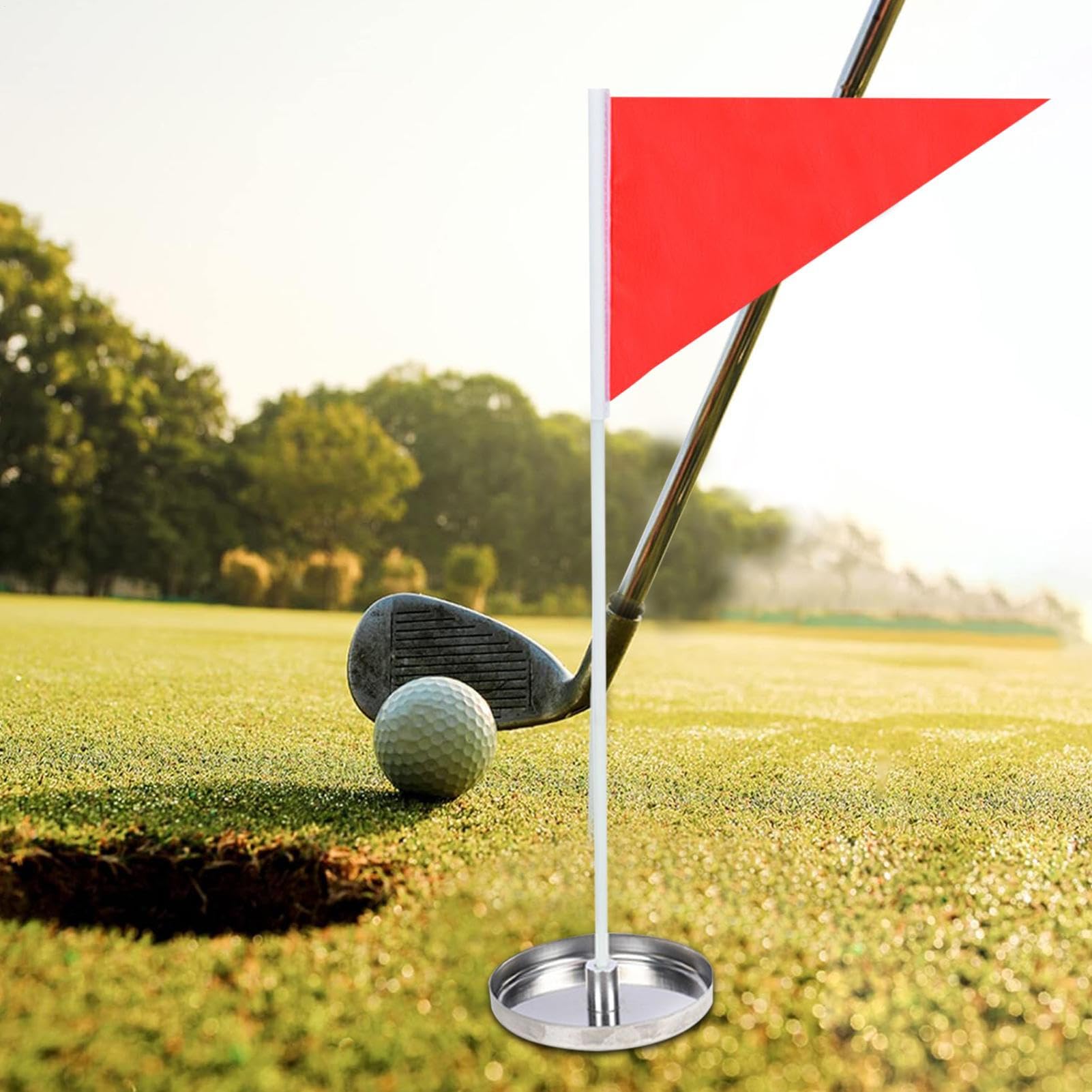 Golf Hole Cup and Flag, Putter Training Aid Set, Golf Practice Equipment, 15.75x7.87 Inches Insertable Flagstick, Target Cup for Lawn, Yard, Home, Indoor, Driving Range Tournament