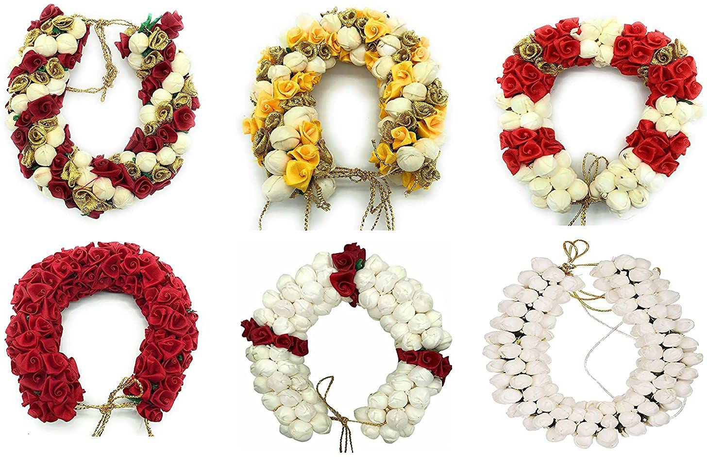 SPMART GLOBAL Gajra (Pack of 6) Mogra Fragrance Artificial Hair Juda Gajra Hair Accessory Set(White) Hair Accessory Set(MULTI-COLOR), MEDIUM