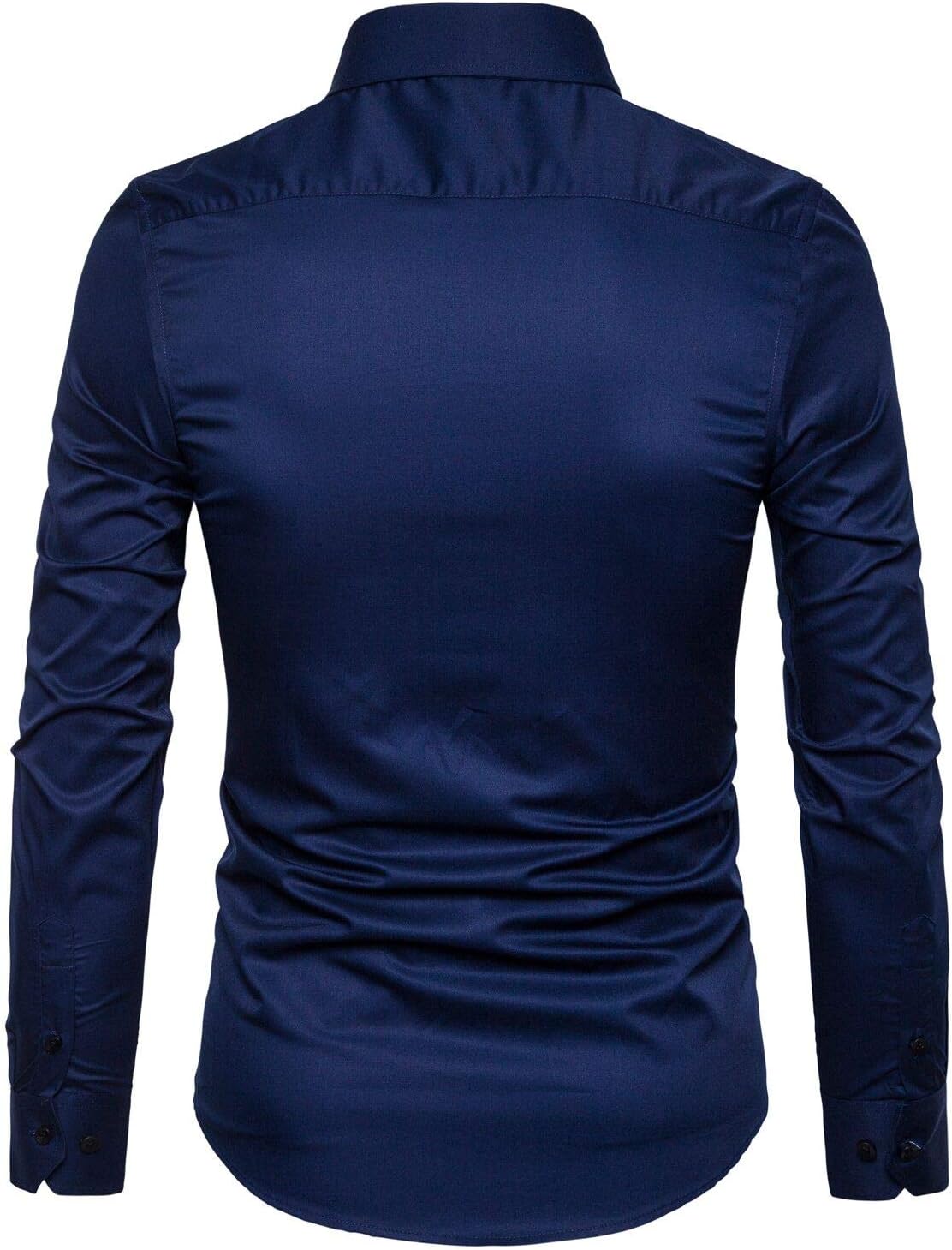 LOCALMODE Men's Slim Fit Cotton Business Shirt Solid Long Sleeve Button Down Dress Shirts - Image 3